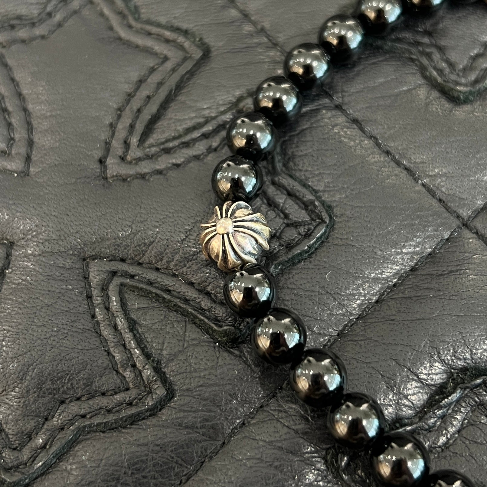 CHROME HEARTS CH Cross Ball Beads Bracelet Size 7mm クロムハーツ