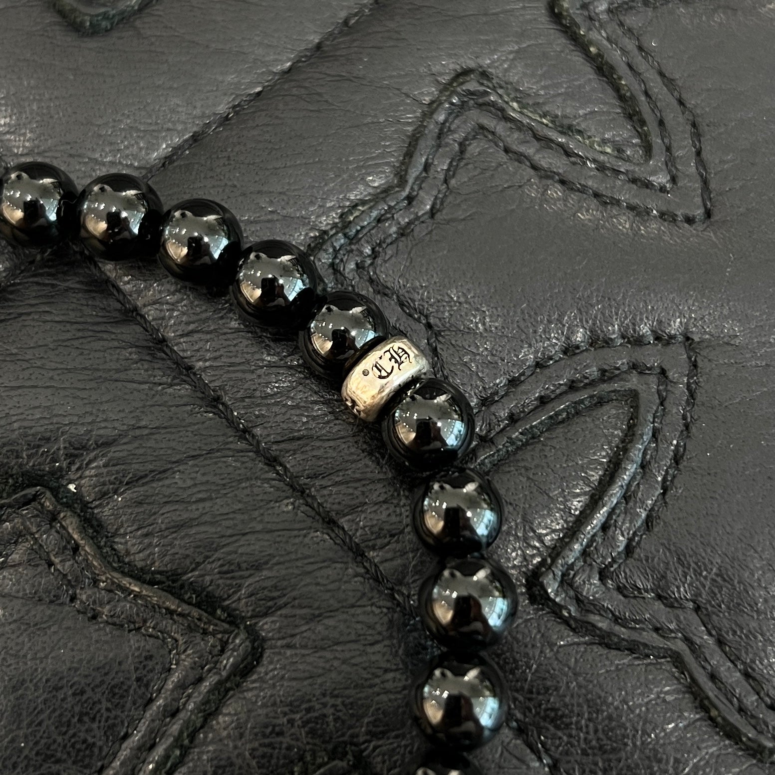 CHROME HEARTS CH Cross Ball Beads Bracelet Size 7mm クロムハーツ CHクロス ボール ビーズブレスレット サイズ7mm