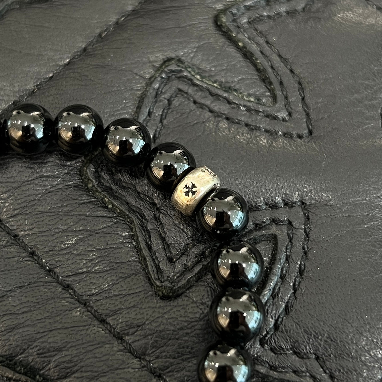 CHROME HEARTS CH Cross Ball Beads Bracelet Size 7mm クロムハーツ CHクロス ボール ビーズブレスレット サイズ7mm