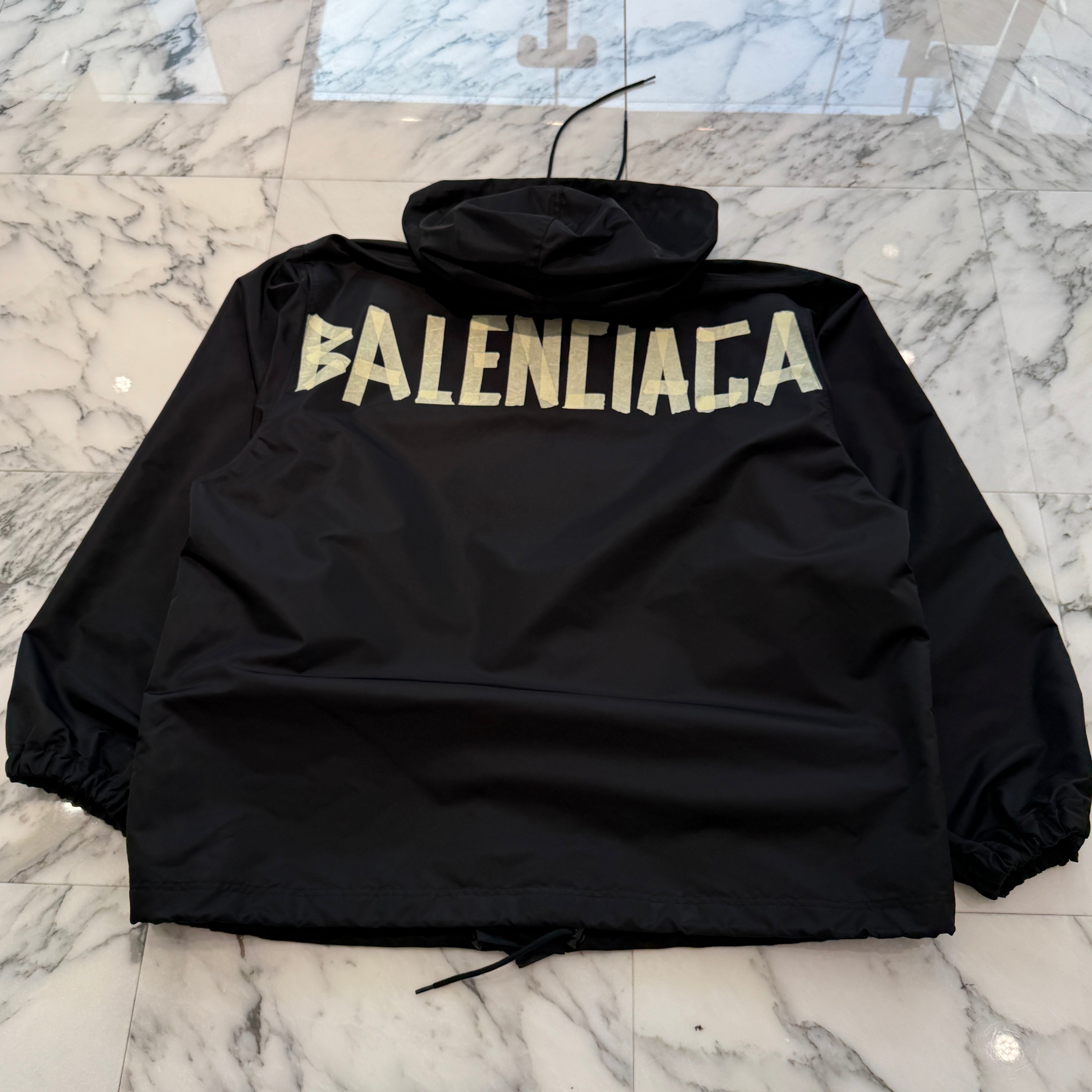 BALENCIAGA 2024AW Tape Logo Long Windbreaker 738762 TL025 Size XXS