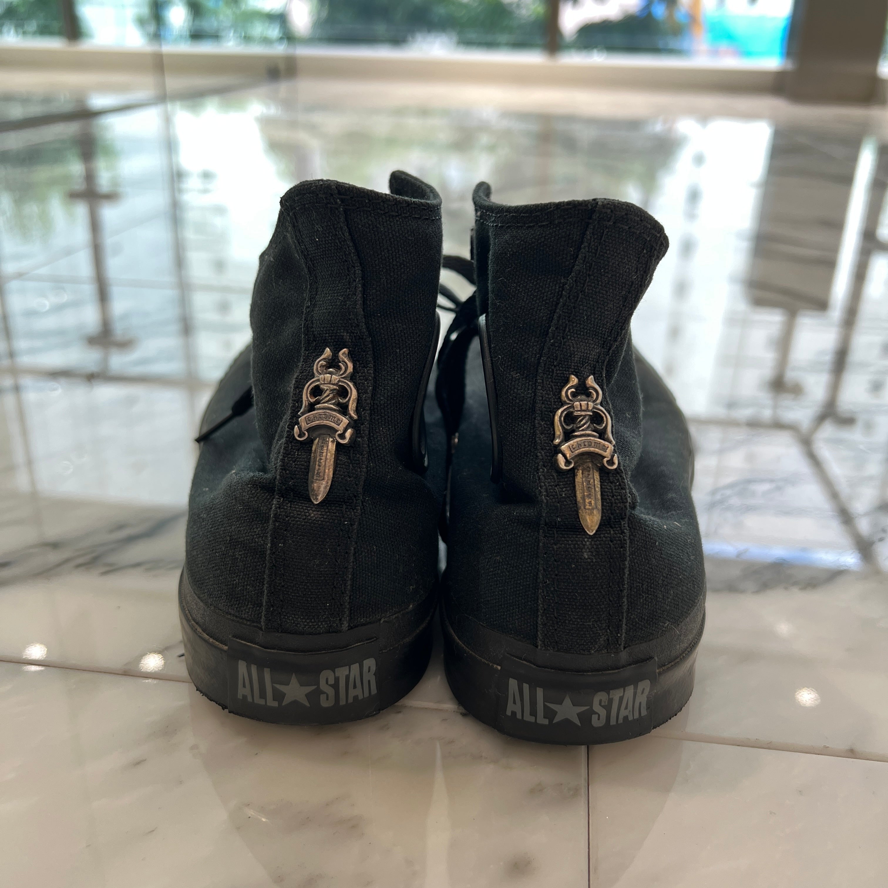 CHROME HEARTS × CONVERSE ALL STAR Silver Dagger Canvas High Top Sneakers Size 7 1/2 （26cm） クロムハーツ × コンバース オールスター シルバーダガー キャンバス ハイカットスニーカー サイズ7 1/2 (26cm)