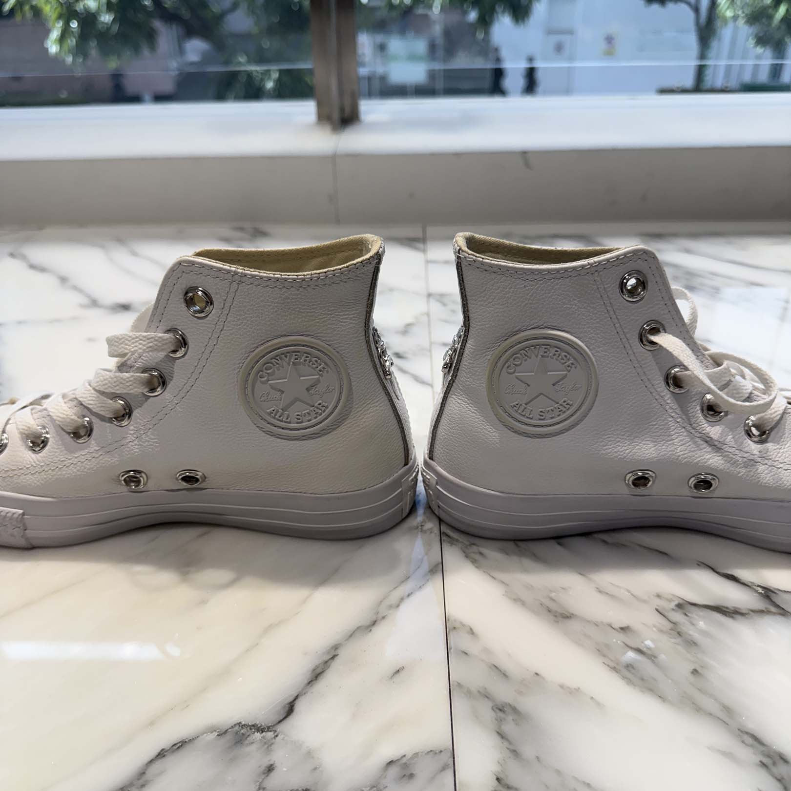 CHROME HEARTS × CONVERSE ALL STAR MATTY BOY Paint Silver Dagger High Top Leather Sneakers Size 5 1/2(約24.5cm) クロムハーツ×コンバース オールスター マティボーイ ペイント シルバーダガー ハイカット レザースニーカー サイズ5 1/2(約24.5cm)