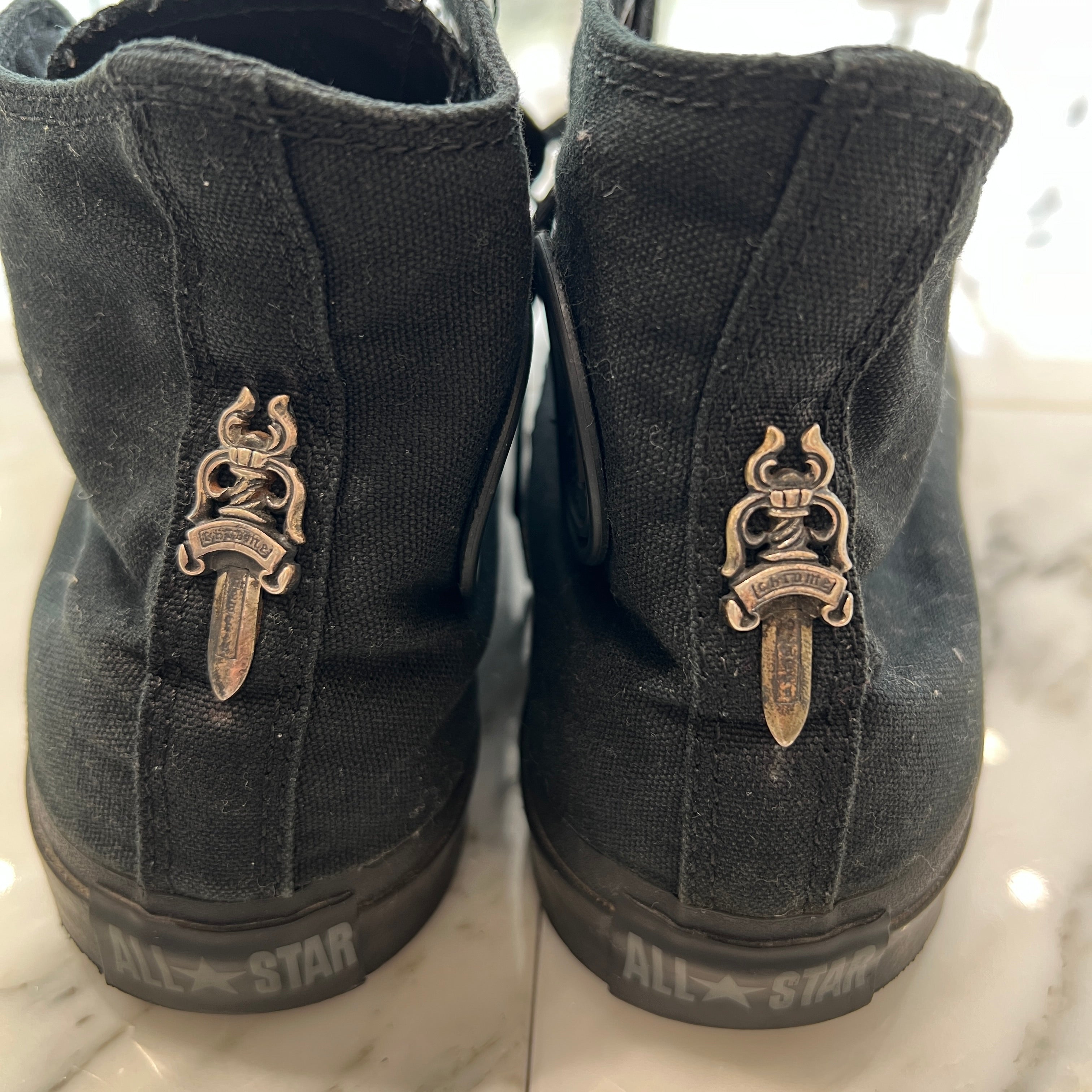CHROME HEARTS × CONVERSE ALL STAR Silver Dagger Canvas High Top Sneakers Size 7 1/2 （26cm） クロムハーツ × コンバース オールスター シルバーダガー キャンバス ハイカットスニーカー サイズ7 1/2 (26cm)