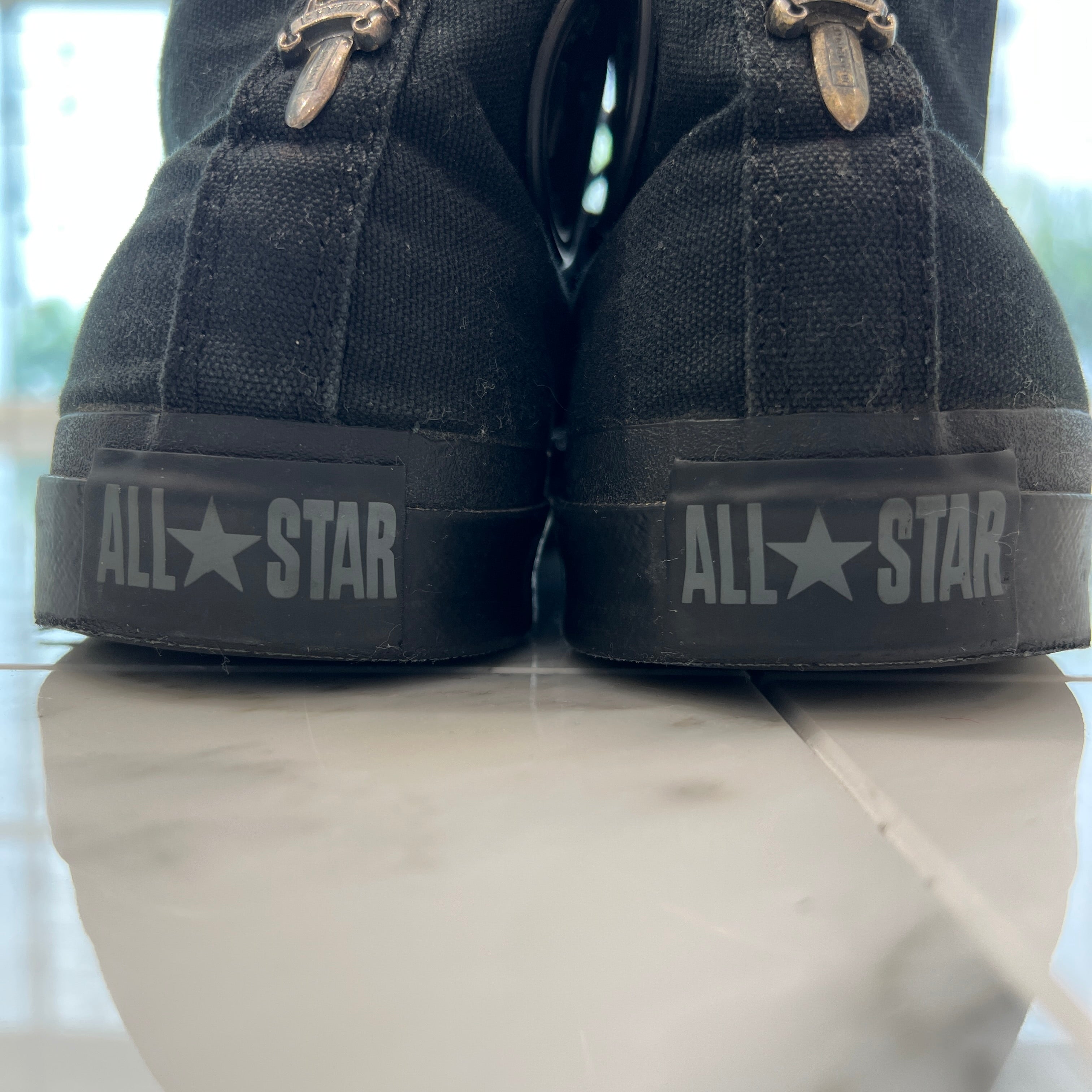 CHROME HEARTS × CONVERSE ALL STAR Silver Dagger Canvas High Top Sneakers Size 7 1/2 （26cm） クロムハーツ × コンバース オールスター シルバーダガー キャンバス ハイカットスニーカー サイズ7 1/2 (26cm)