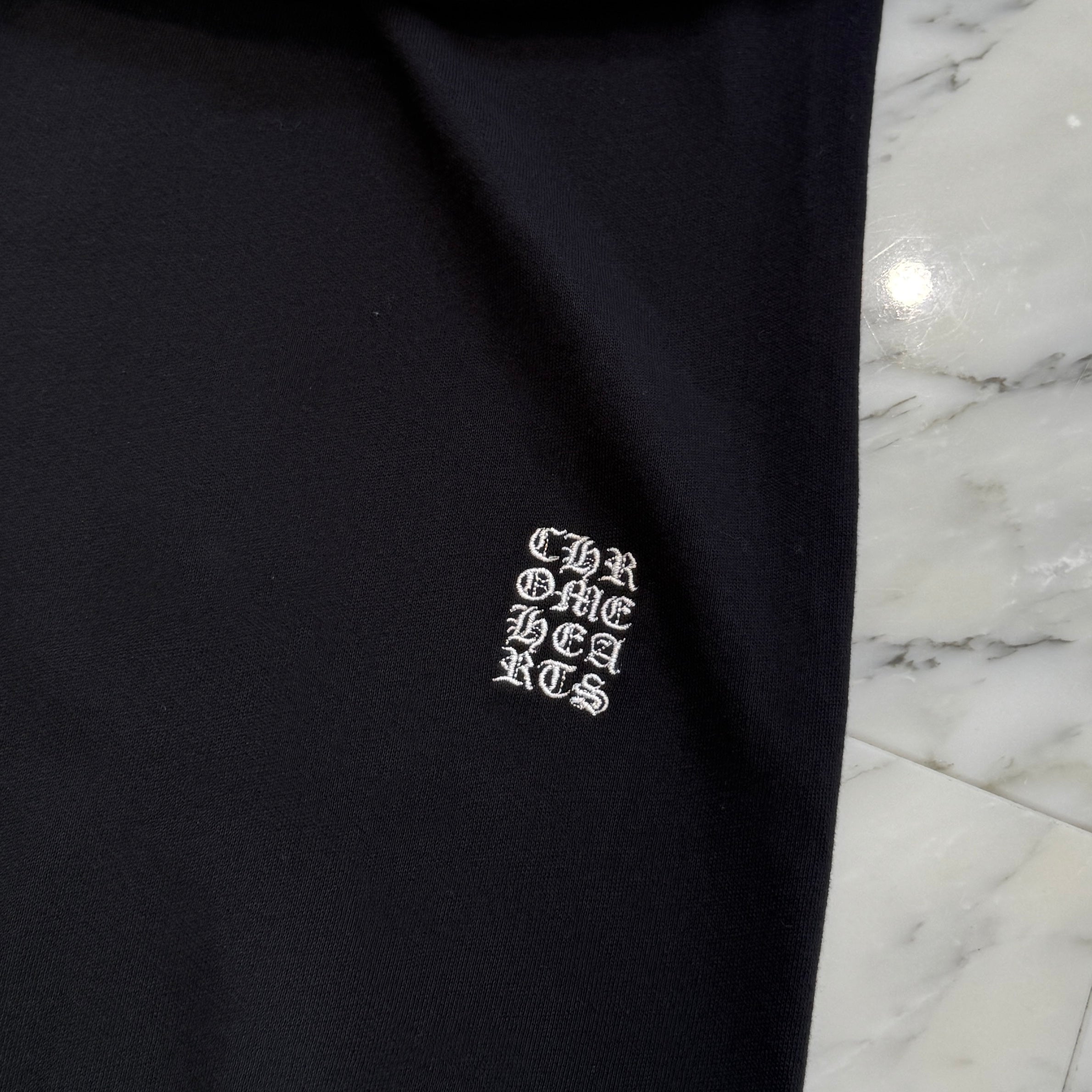 CHROME HEARTS Y NOT Vertical Logo Cross Embroidery Sweat Long Pants Size M クロムハ―ツ ワイノット ヴァーティカルロゴ クロス刺繡 スウェット ロングパンツ サイズM