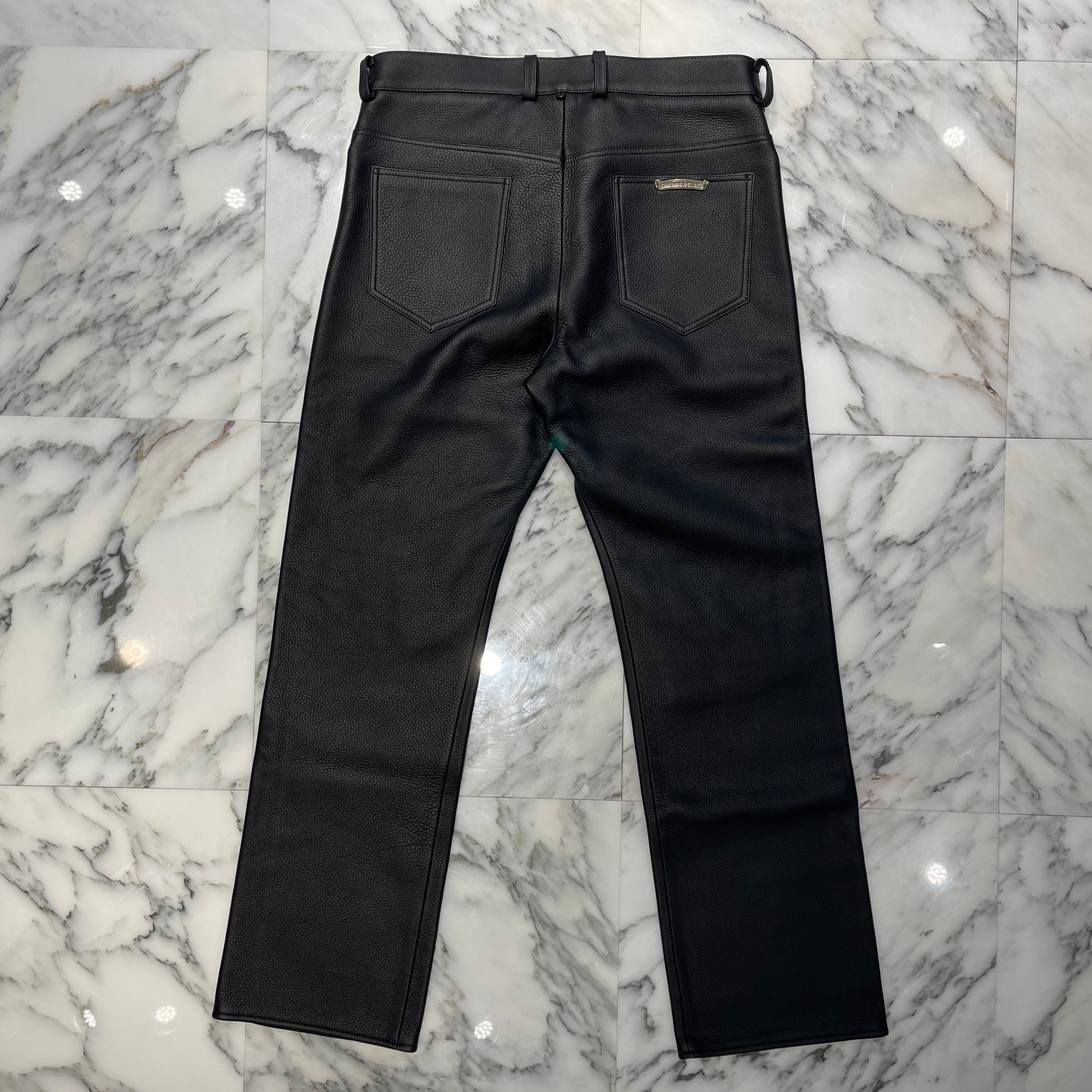 CHROME HEARTS Crossball Leather Straight Pants Size 33 クロムハーツ クロスボール レザー ストレートパンツ サイズ33