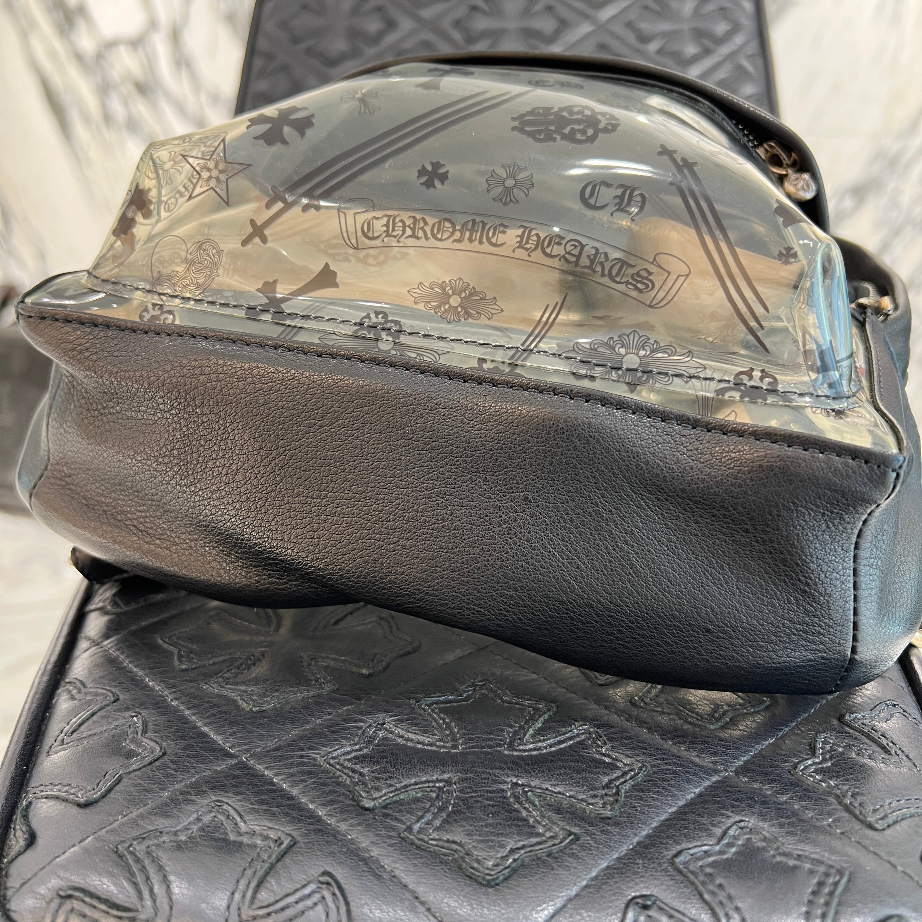 CHROME HEARTS PVC Leather Multi Logo Print Back Pack クロムハーツ PVC素材 レザー マルチロゴプリント バックパック