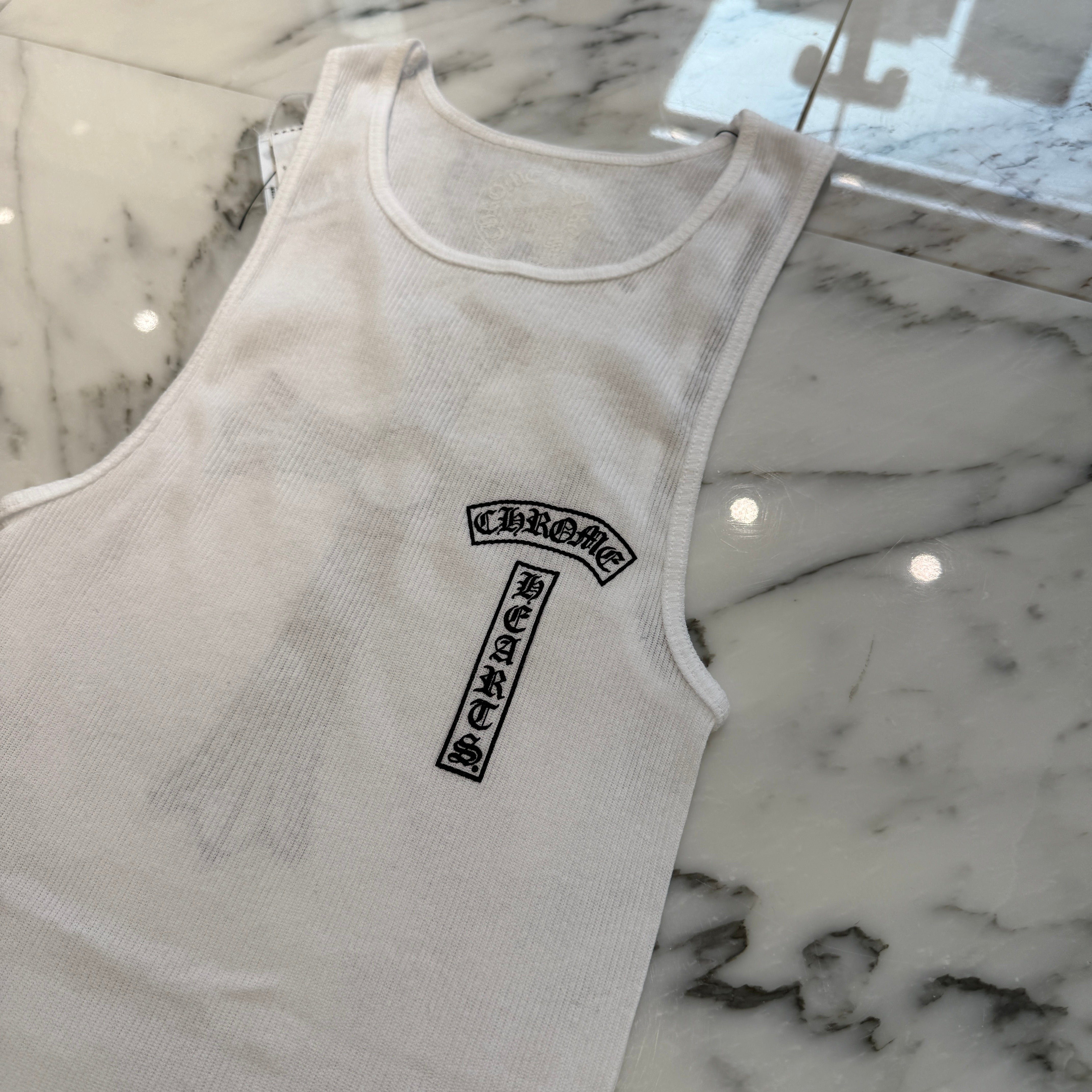 CHROME HEARTS T Bar Logo Back Cross Print Tank Top Size M クロム