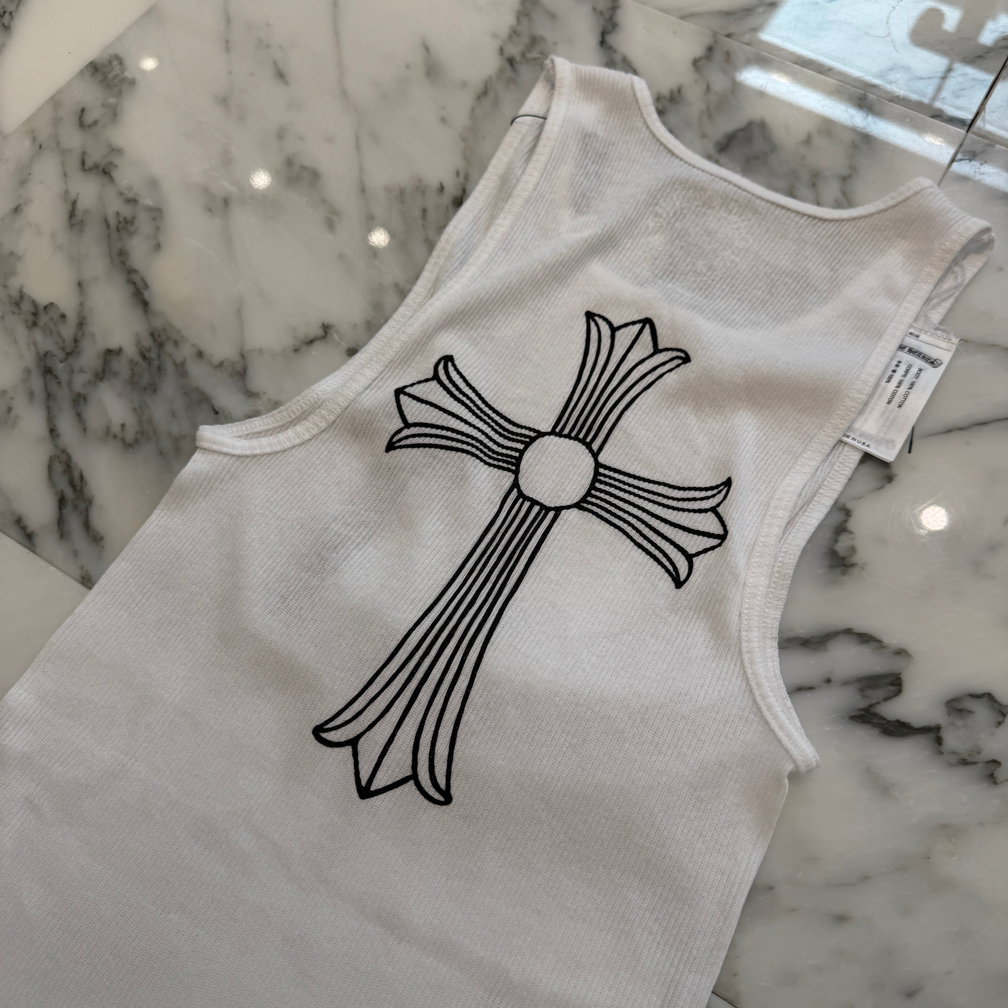 CHROME HEARTS T Bar Logo Back Cross Print Tank Top Size M クロム