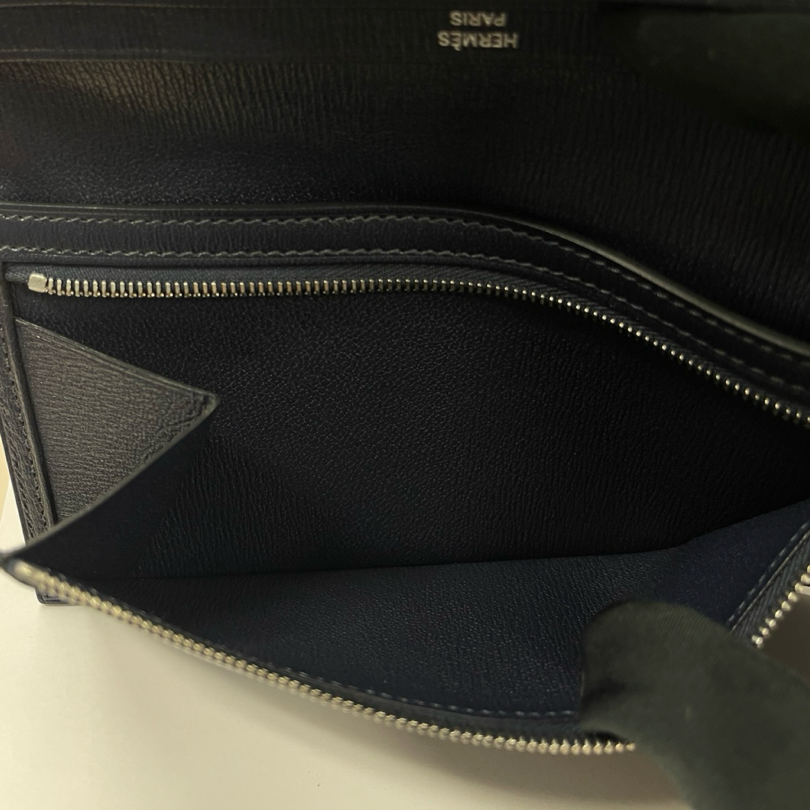 HERMES Bearn Soufflet Alligator "Black/Blue Saphir"