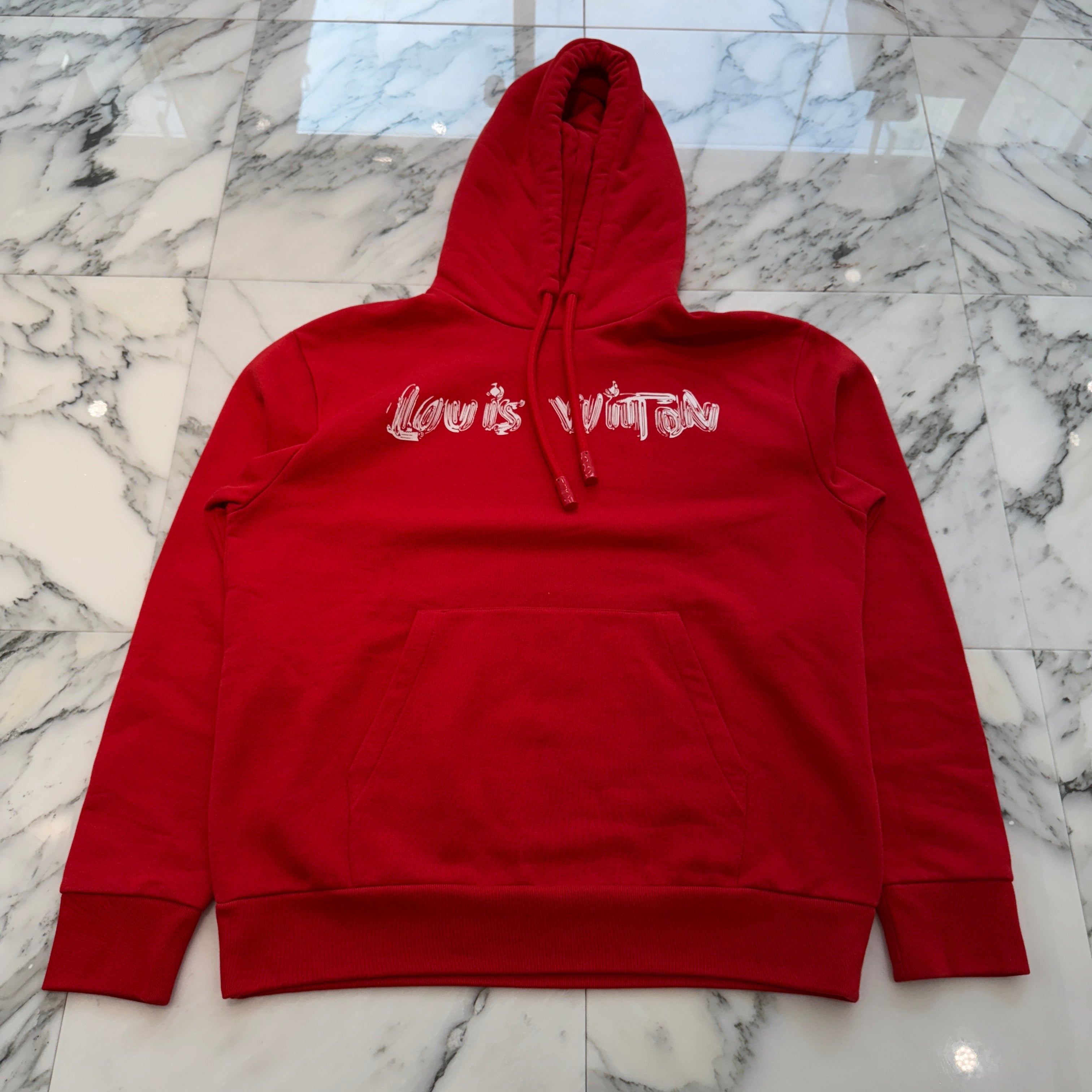 LOUIS VUITTON 2024SS Logo Print Cotton Pullover Hoodie 1AF380 Size M ルイヴィトン ロゴプリント コットン プルオーバーフーディー サイズM