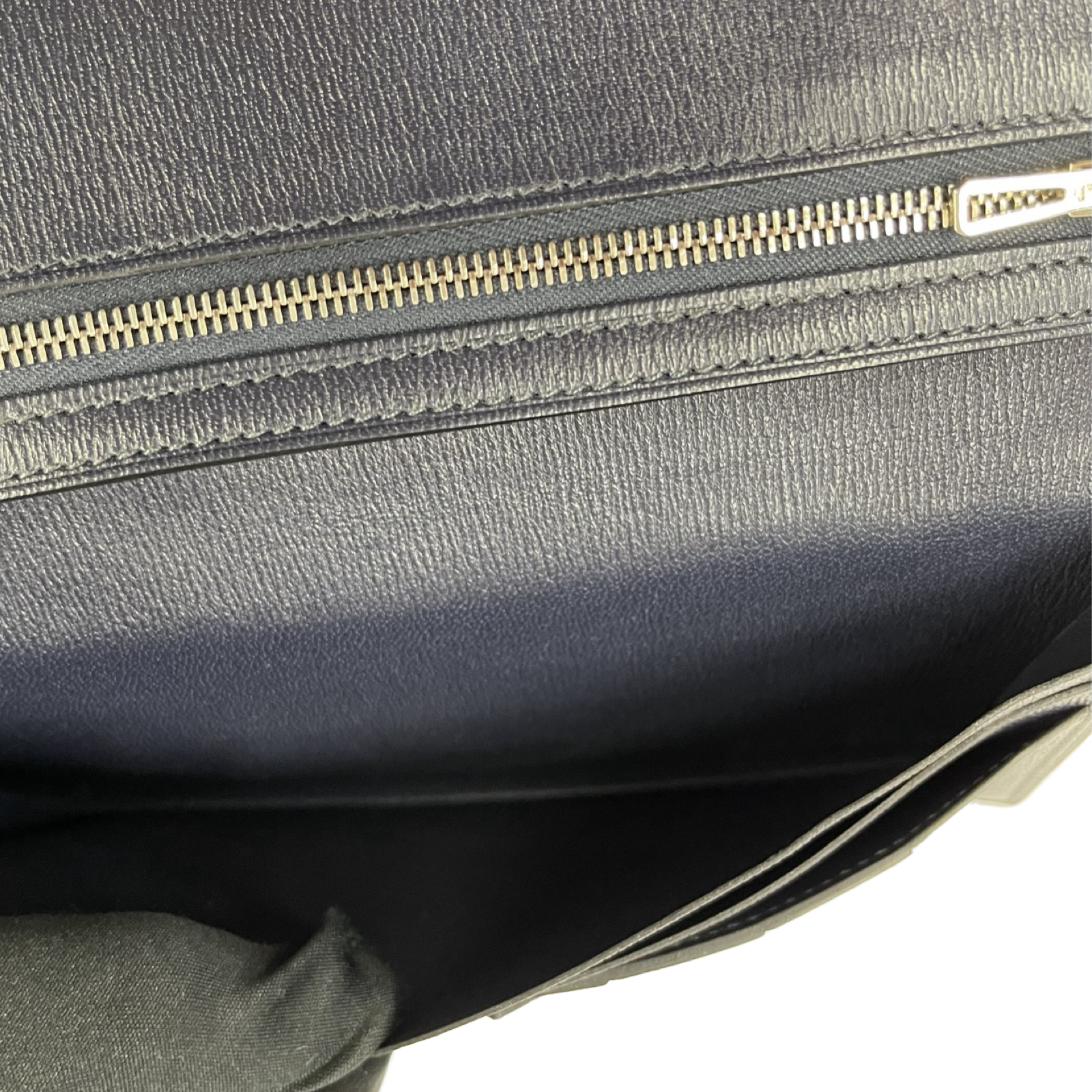 HERMES Bearn Soufflet Alligator "Black/Blue Saphir"