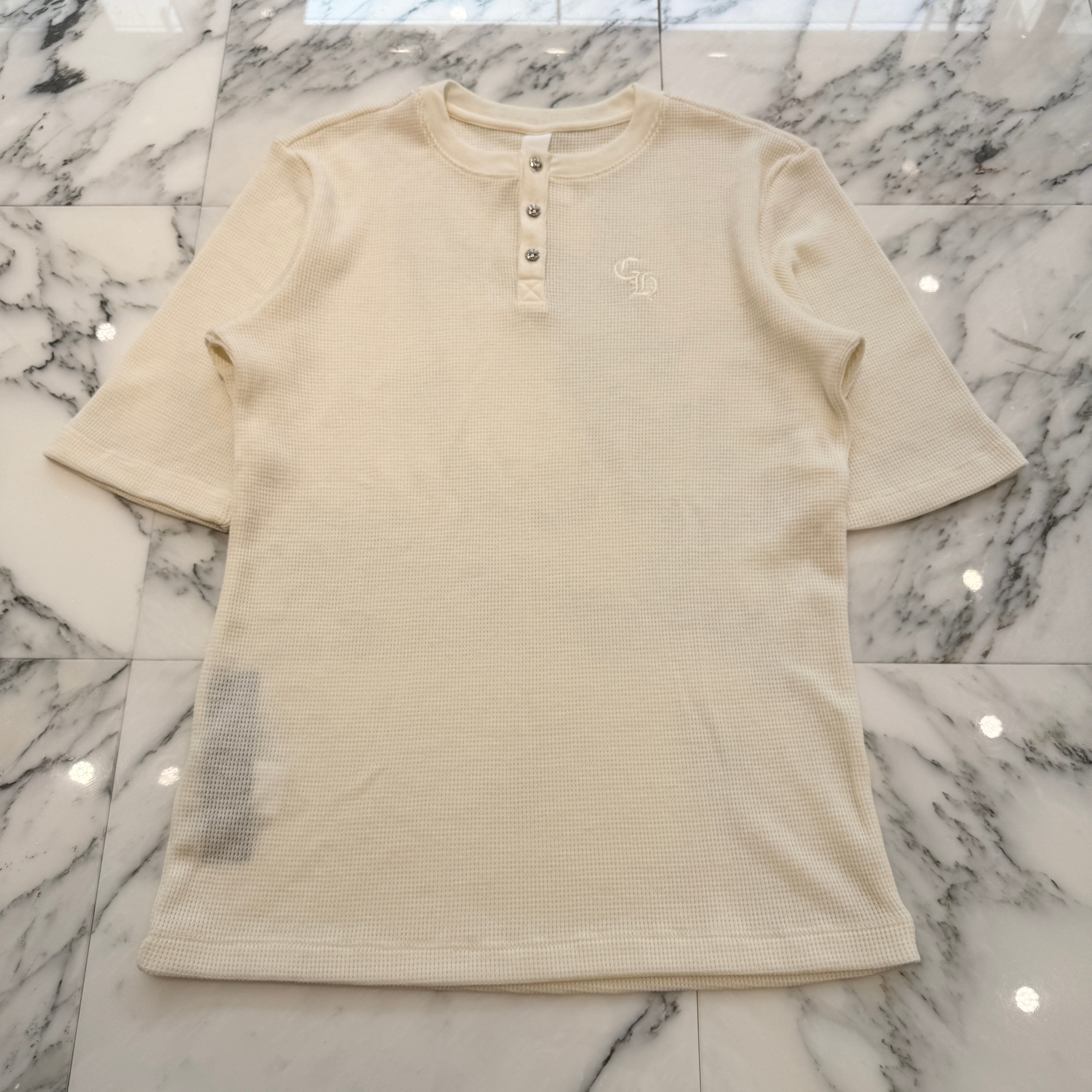 CHROME HEARTS Y NOT CH Embroidery Henry Neck Tee Size L クロムハーツ ワイノット CH刺繍 ヘンリーネック Tシャツ サイズL