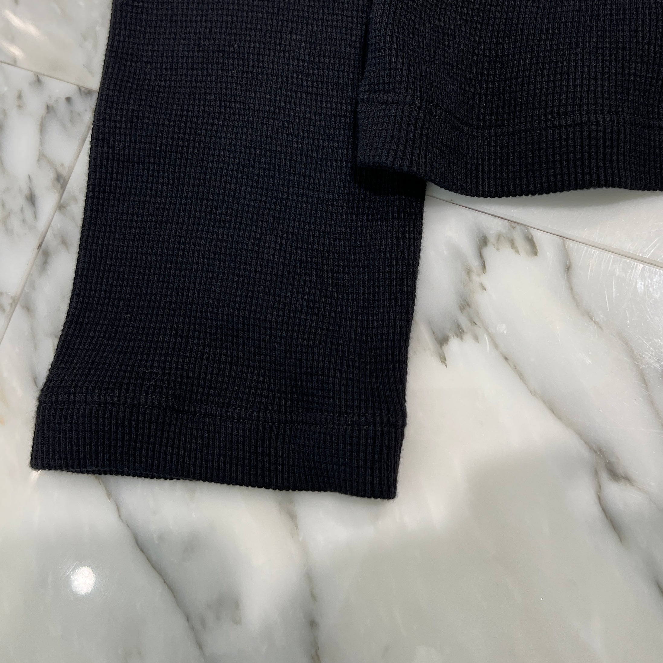 CHROME HEARTS Y NOT Leather Cross Patch Polo Thermal Long Sleeve Tee Size L クロムハーツ ワイノット レザークロスパッチ ポロ サーマル ロングスリーブ Tシャツ サイズL