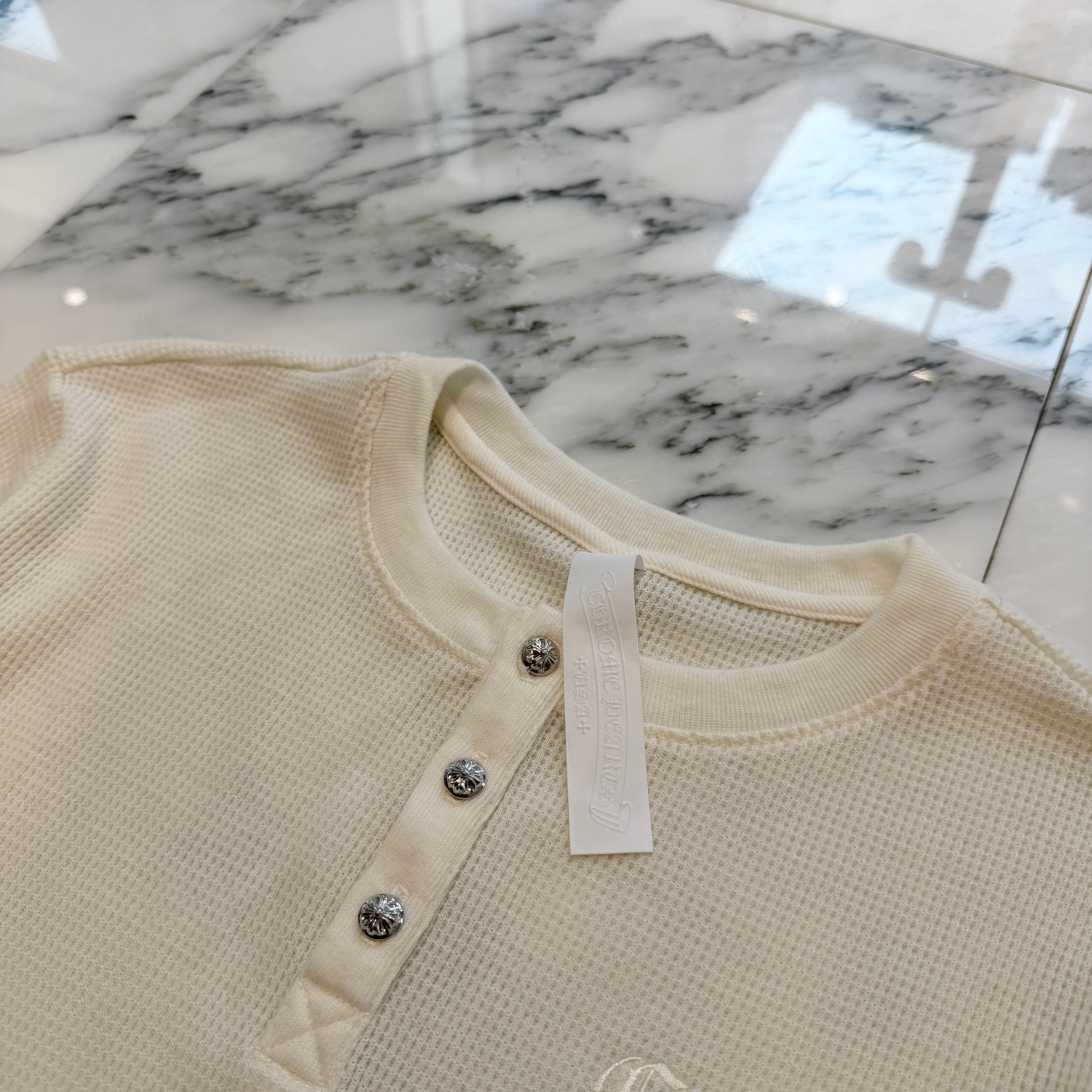 CHROME HEARTS Y NOT CH Embroidery Henry Neck Tee Size L クロムハーツ ワイノット CH刺繍 ヘンリーネック Tシャツ サイズL