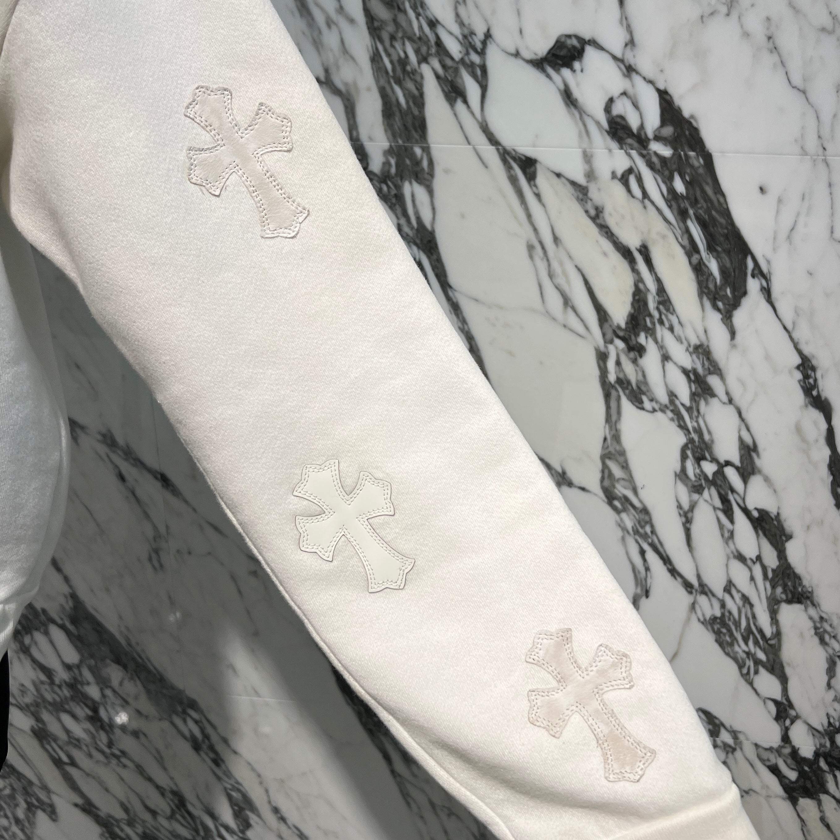 CHROME HEARTS Y NOT Multi Leather Cross Patch Sweatshirt Size XS クロムハーツ ワイノット マルチレザークロスパッチ スウェットシャツ サイズXS