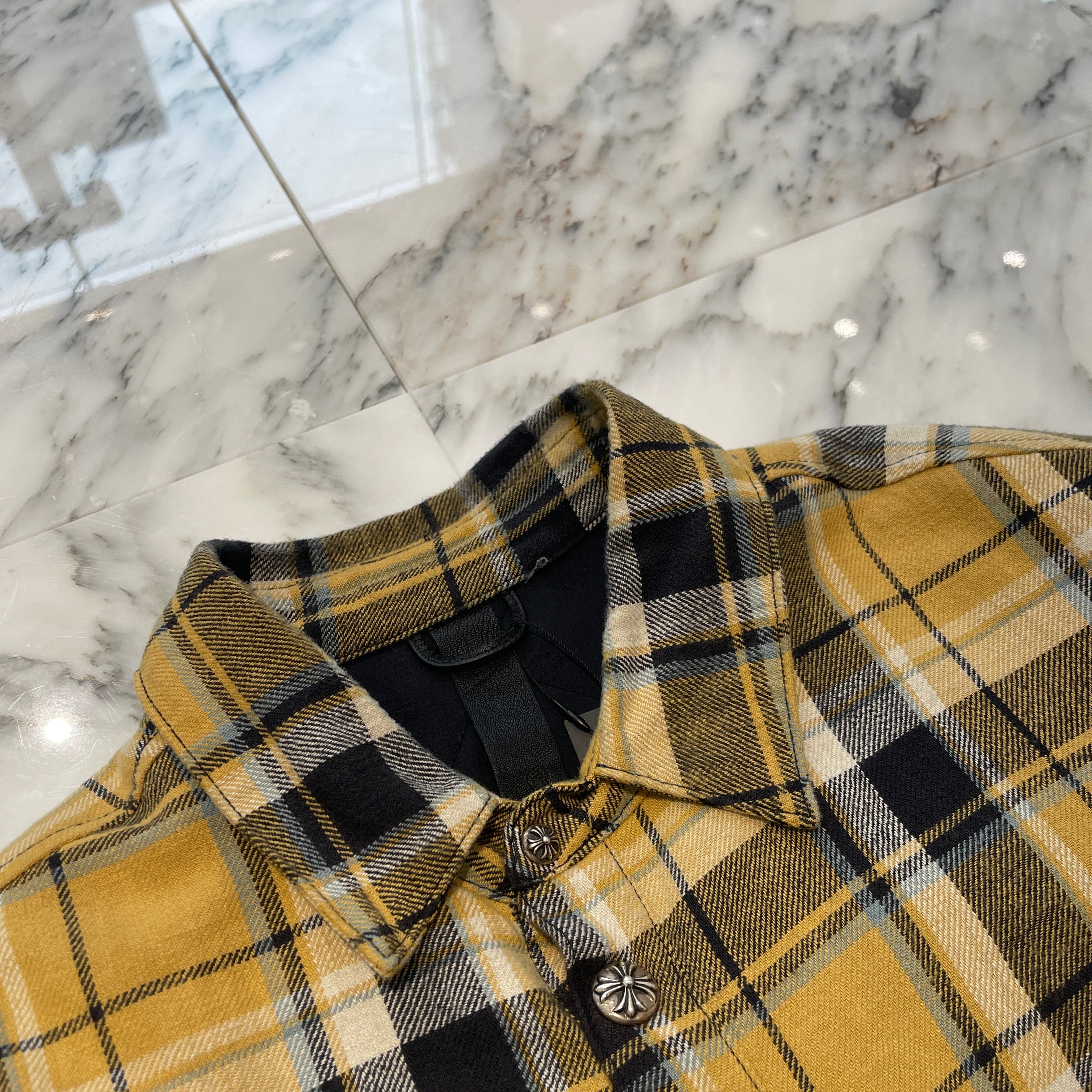 CHROME HEARTS Y NOT Workn Padded FLANNEL CHECK SHIRT JACKET Size L クロムハーツ ワイノット ワーキンパデッド フランネルチェック シャツジャケット サイズL