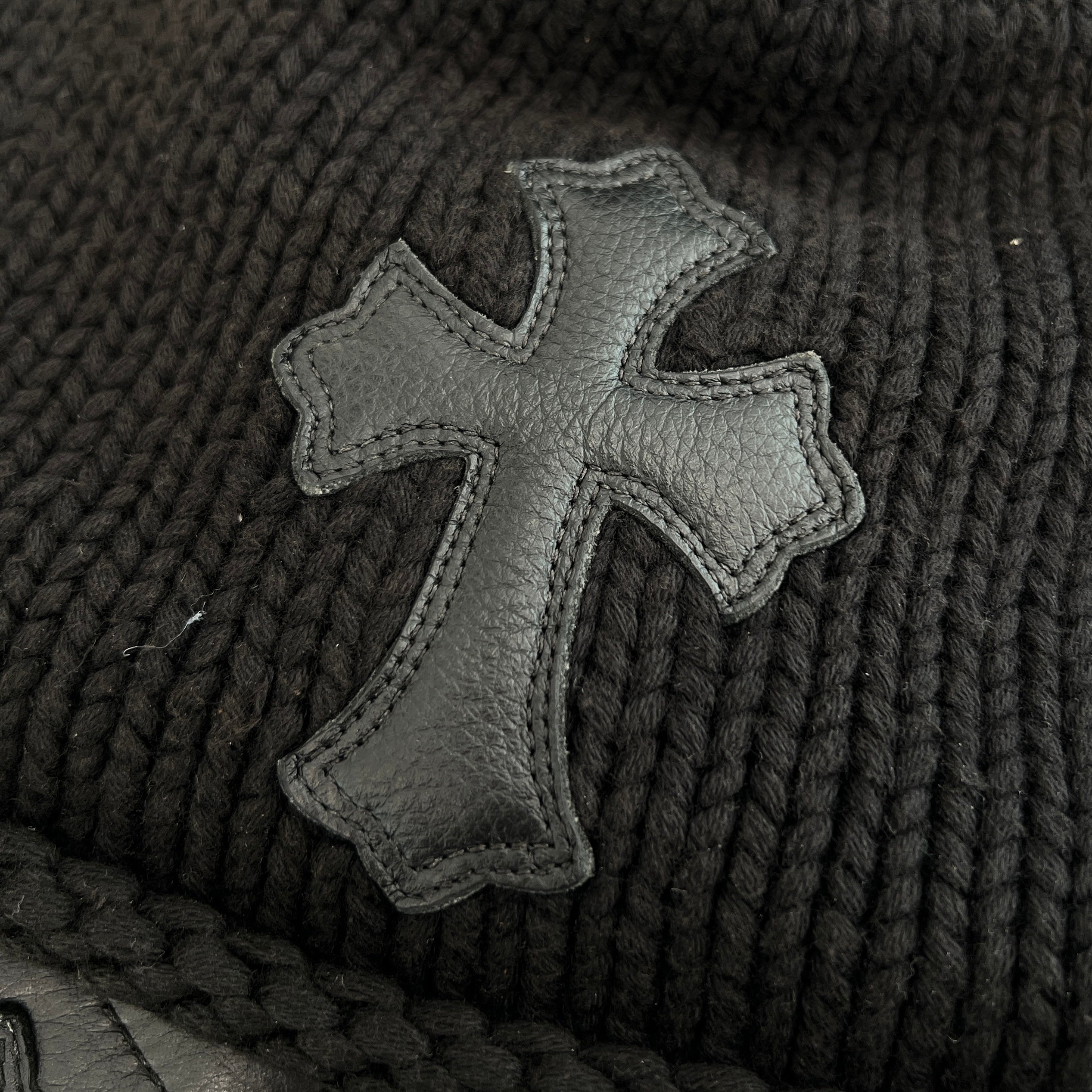 CHROME HEARTS Cashmere Leather 1 Cross Patch Beanie Size ONE SIZE（26cm） クロムハーツ カシミヤ レザー 1クロスパッチ ビーニー サイズONE SIZE（26cm）