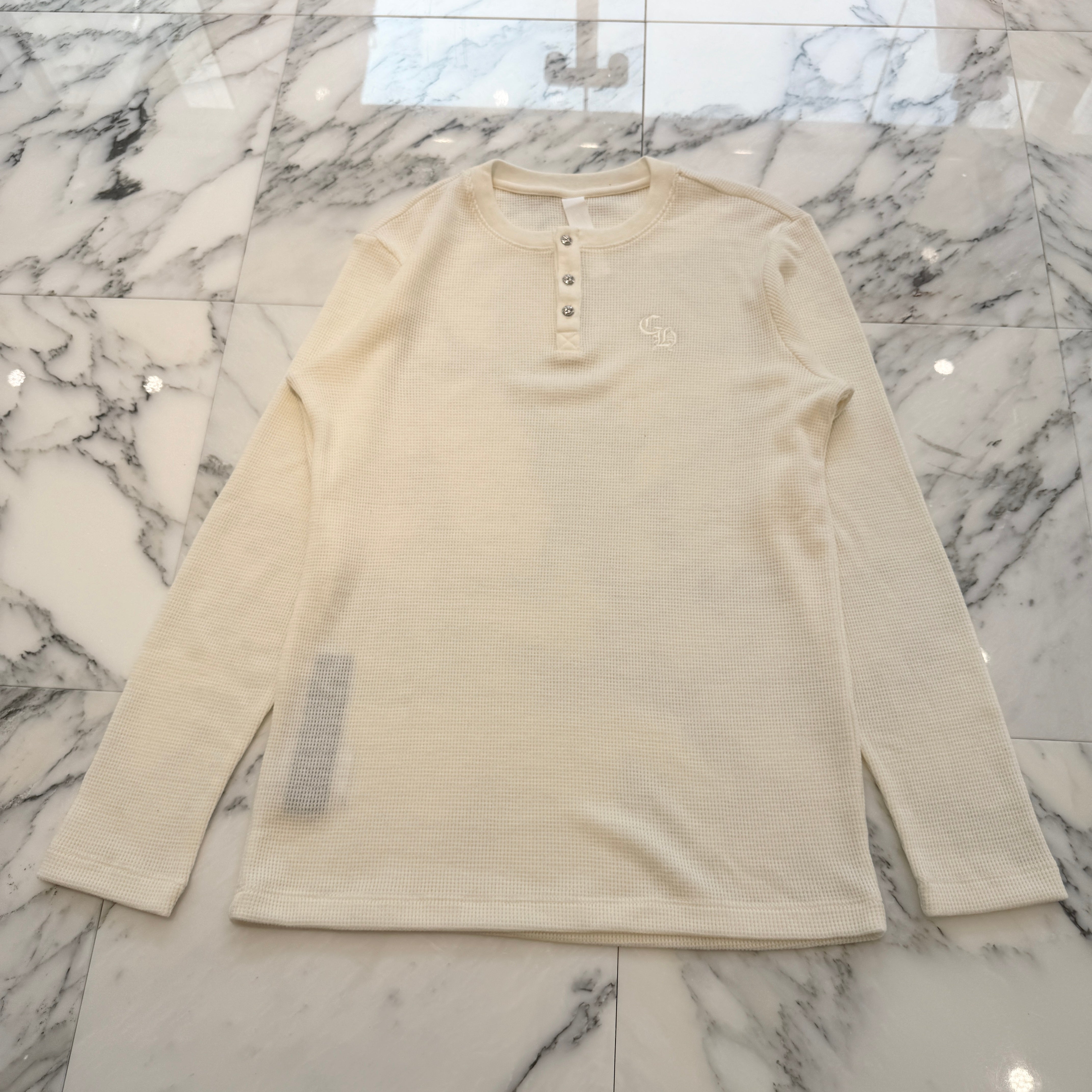 CHROME HEARTS Y NOT CH Embroidery Henry Neck Long Sleeve Tee Size M クロムハーツ ワイノット CH刺繍 ヘンリーネック ロングスリーブTシャツ サイズM
