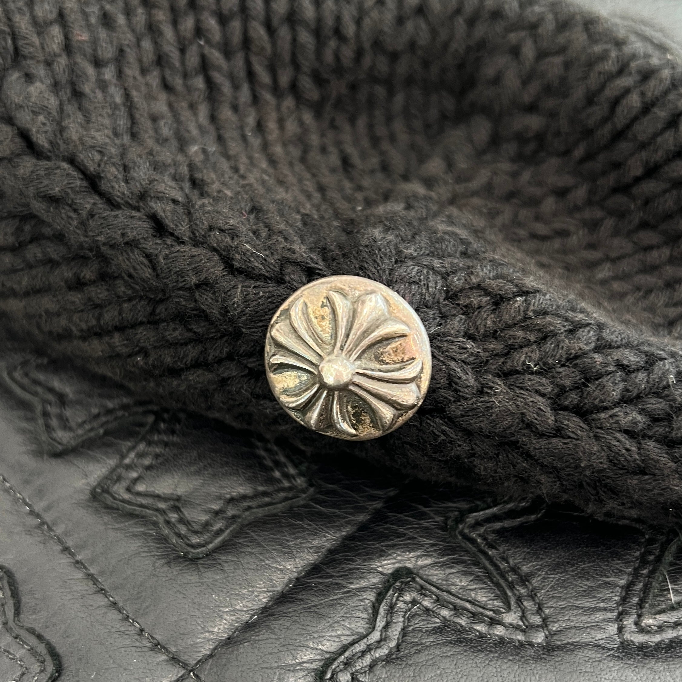 CHROME HEARTS Cashmere Leather 1 Cross Patch Beanie Size ONE SIZE（26cm） クロムハーツ カシミヤ レザー 1クロスパッチ ビーニー サイズONE SIZE（26cm）