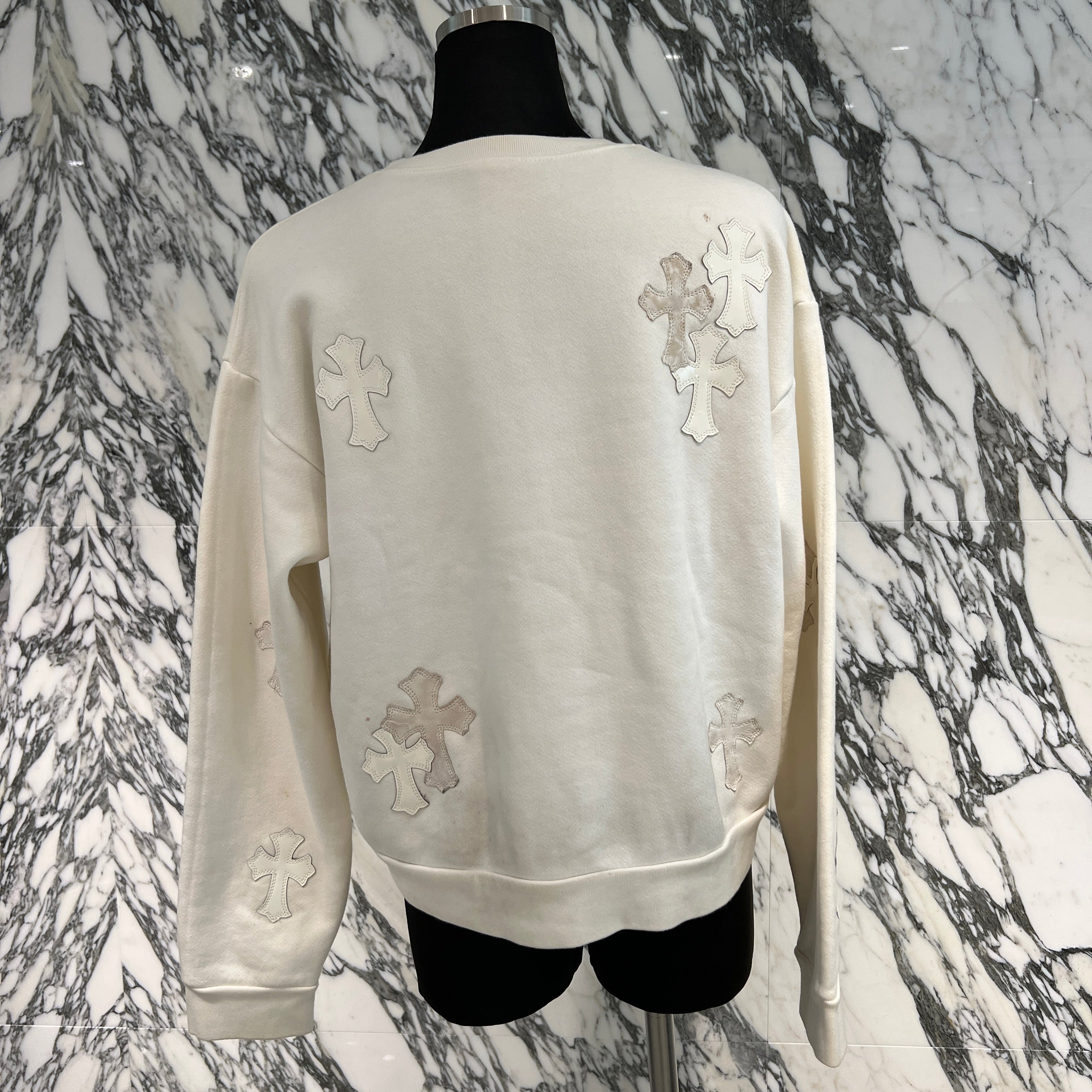 CHROME HEARTS Y NOT Multi Leather Cross Patch Sweatshirt Size XS クロムハーツ ワイノット マルチレザークロスパッチ スウェットシャツ サイズXS