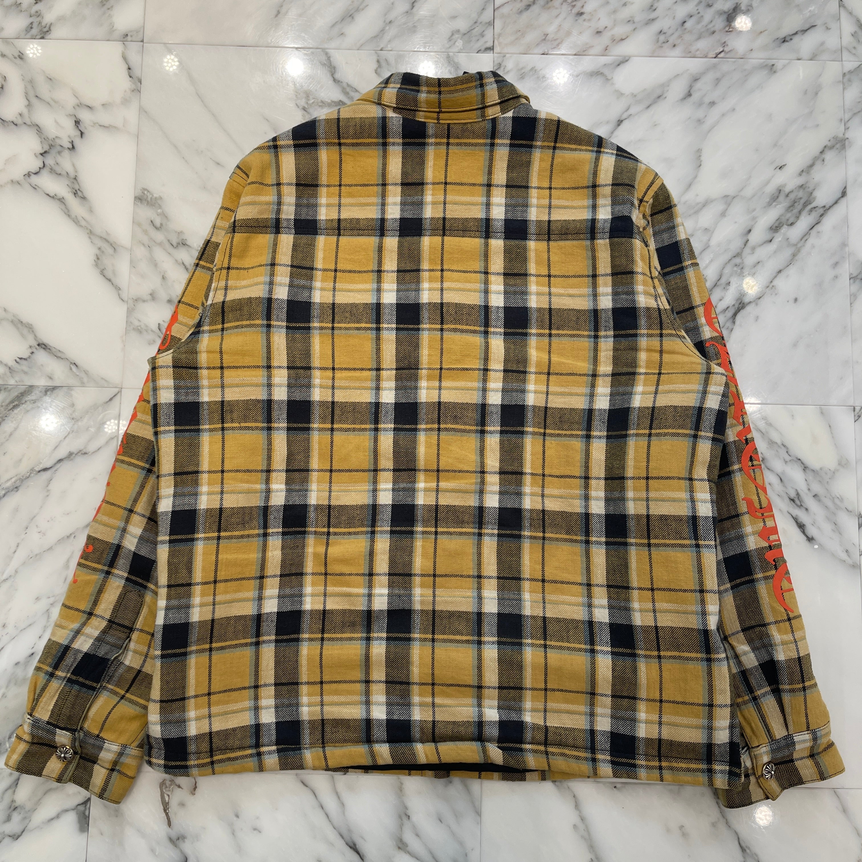 CHROME HEARTS Y NOT Workn Padded FLANNEL CHECK SHIRT JACKET Size L クロムハーツ ワイノット ワーキンパデッド フランネルチェック シャツジャケット サイズL