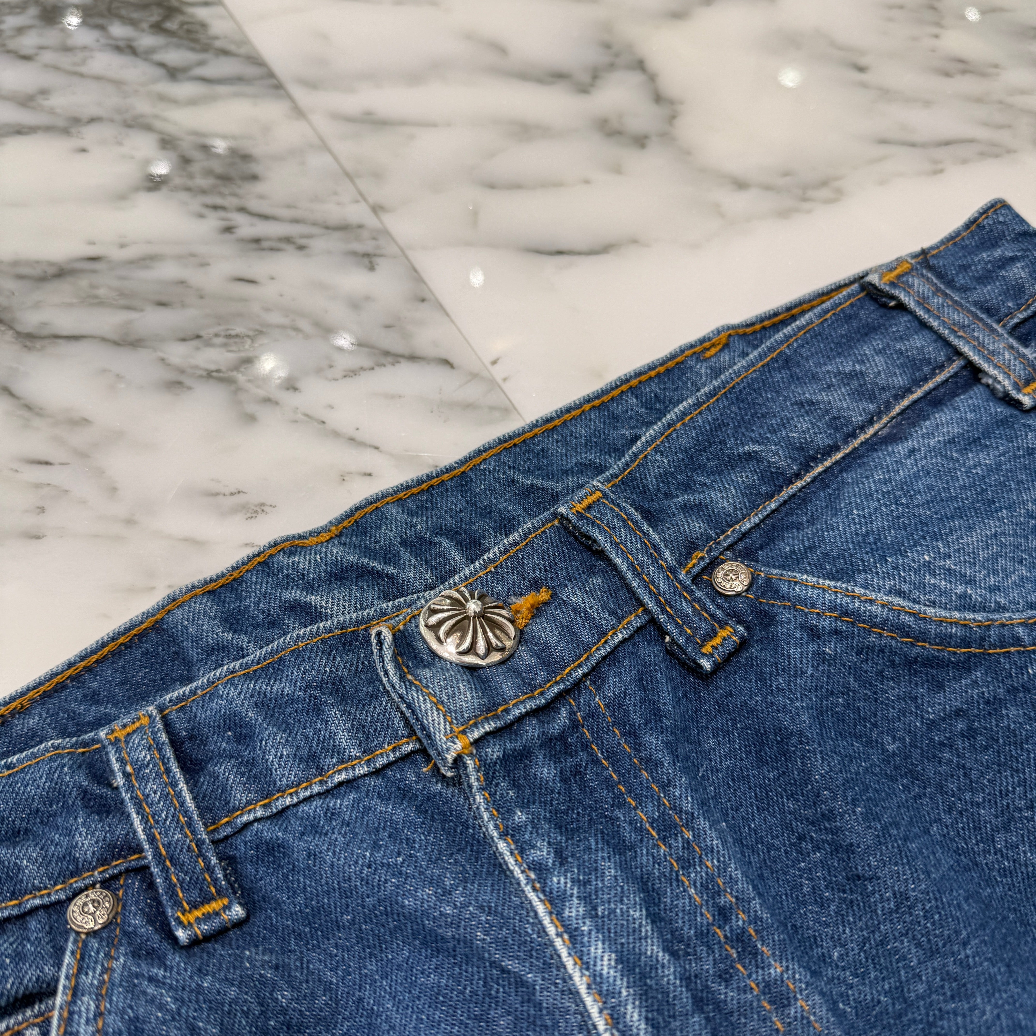 CHROME HEARTS × Levi's 505 VNTG Cross Leather Patch Denim Pants Size 33 クロムハーツ × リーバイス 505 ヴィンテージ クロスレザーパッチ デニムパンツ サイズ33