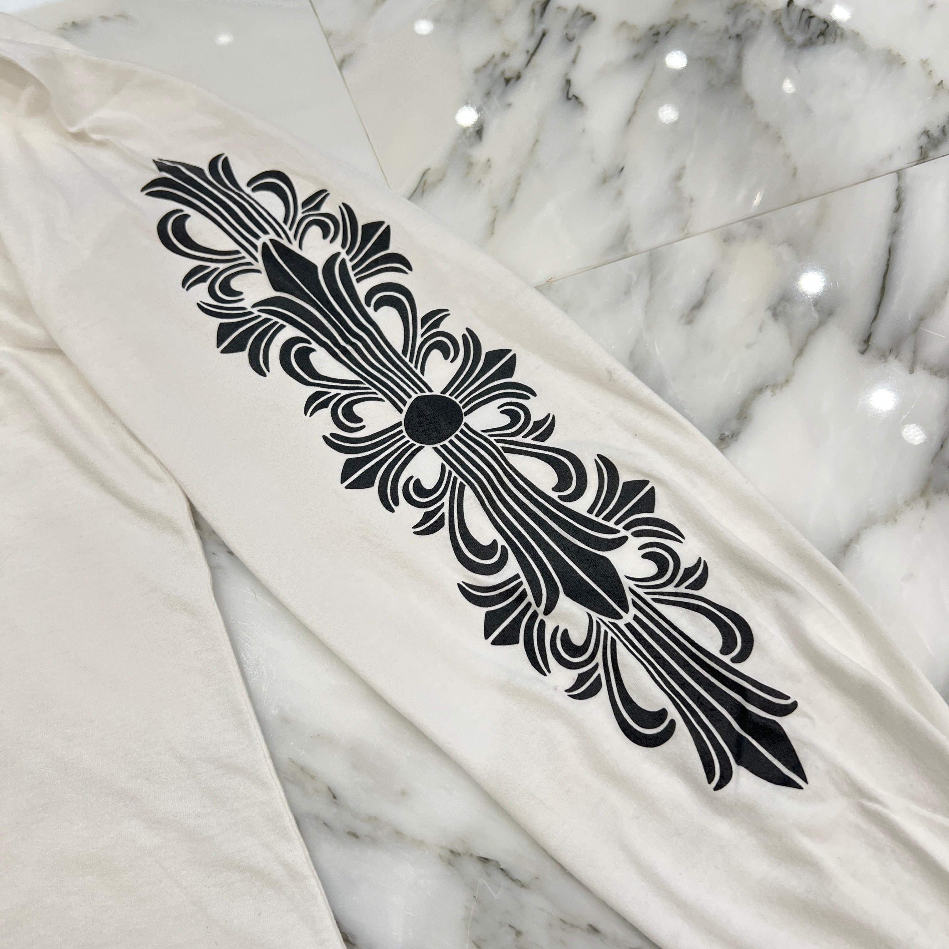 CHROME HEARTS Floral Cross Horseshoe Long Sleeve Tee Size L クロムハーツ フローラルクロス ホースシュー ロングスリーブTシャツ サイズL