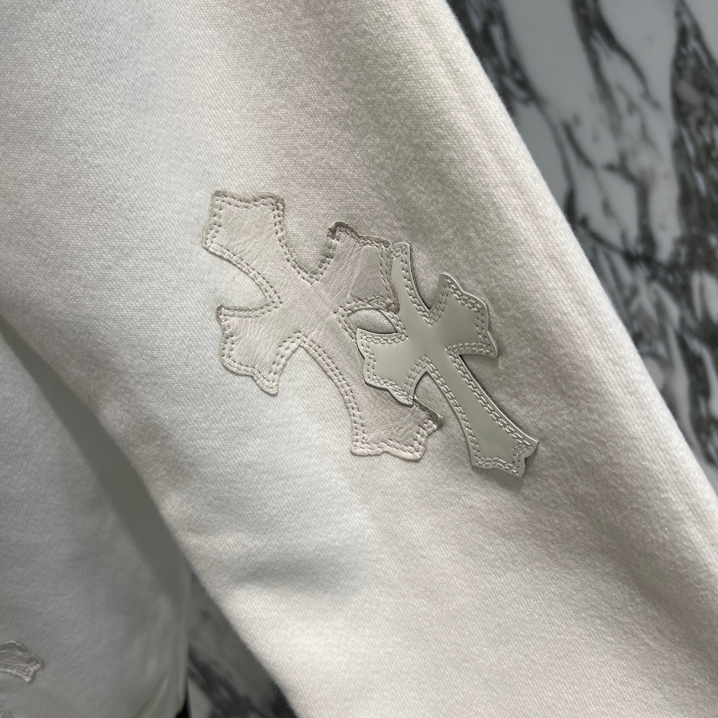 CHROME HEARTS Y NOT Multi Leather Cross Patch Sweatshirt Size XS クロムハーツ ワイノット マルチレザークロスパッチ スウェットシャツ サイズXS