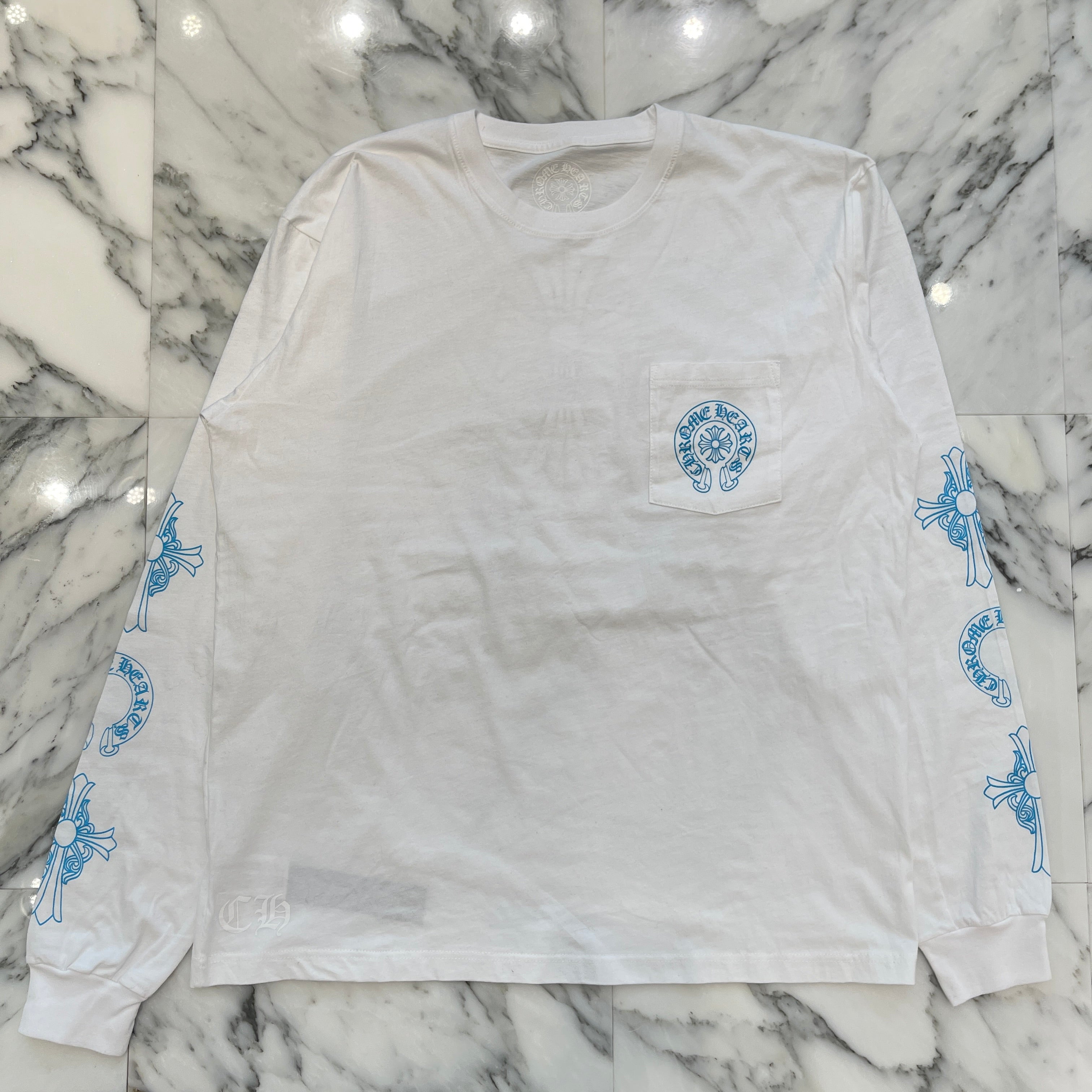 CHROME HEARTS 3 Cemetery Blue Cross Long Sleeve Tee Size L クロムハーツ 3 セメタリー ブルークロス ロングスリーブTシャツ サイズL