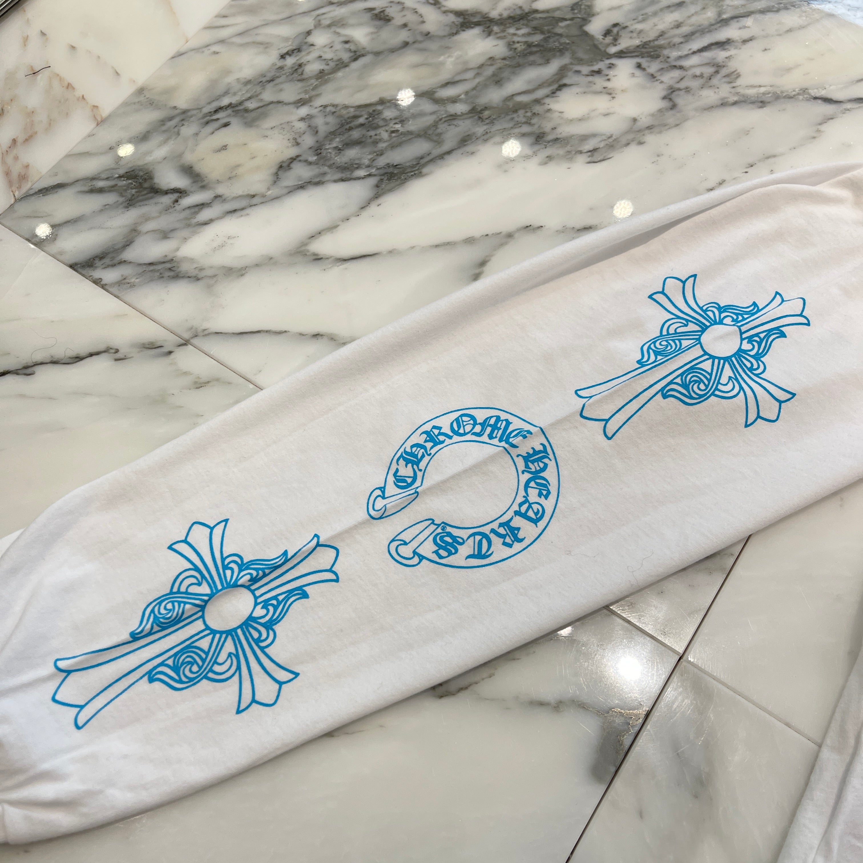 CHROME HEARTS 3 Cemetery Blue Cross Long Sleeve Tee Size L クロムハーツ 3 セメタリー ブルークロス ロングスリーブTシャツ サイズL