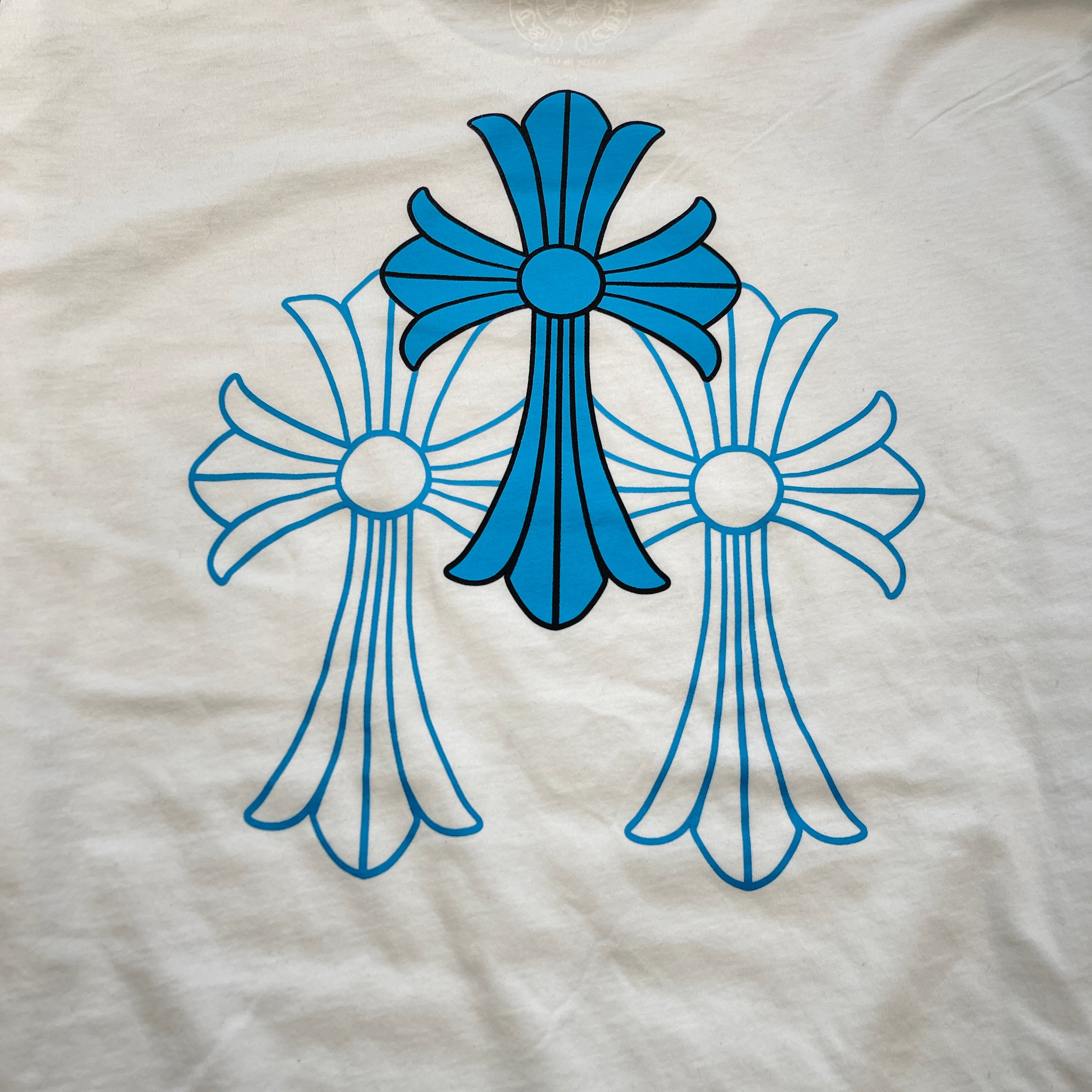 CHROME HEARTS 3 Cemetery Blue Cross Long Sleeve Tee Size L クロムハーツ 3 セメタリー ブルークロス ロングスリーブTシャツ サイズL