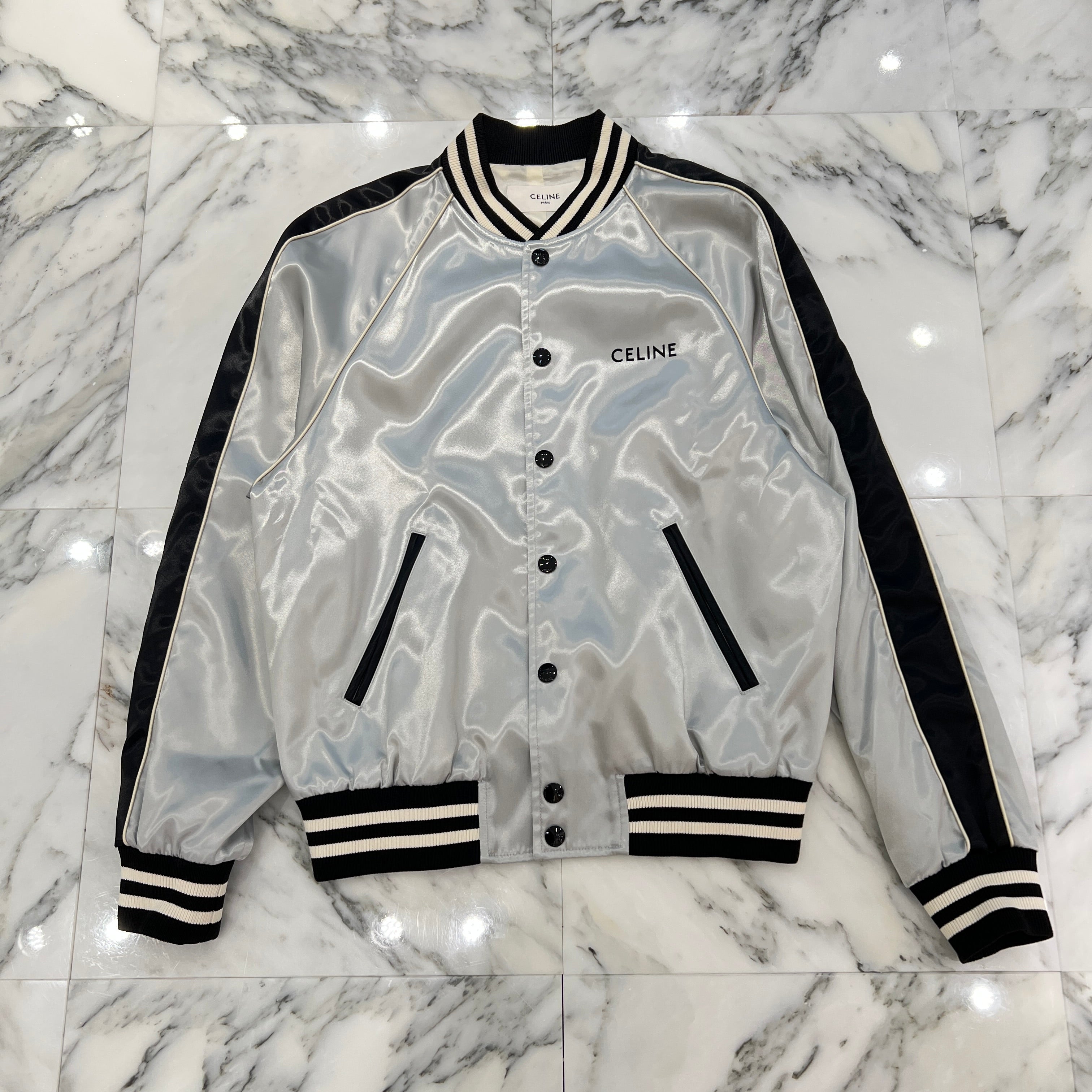 【超美品】CELINE セリーヌ 24SS ルーズテディジャケットジャケット CELINE 2024SS Loose Teddy Jacket /Satin Finish Nylon 2W42B048S