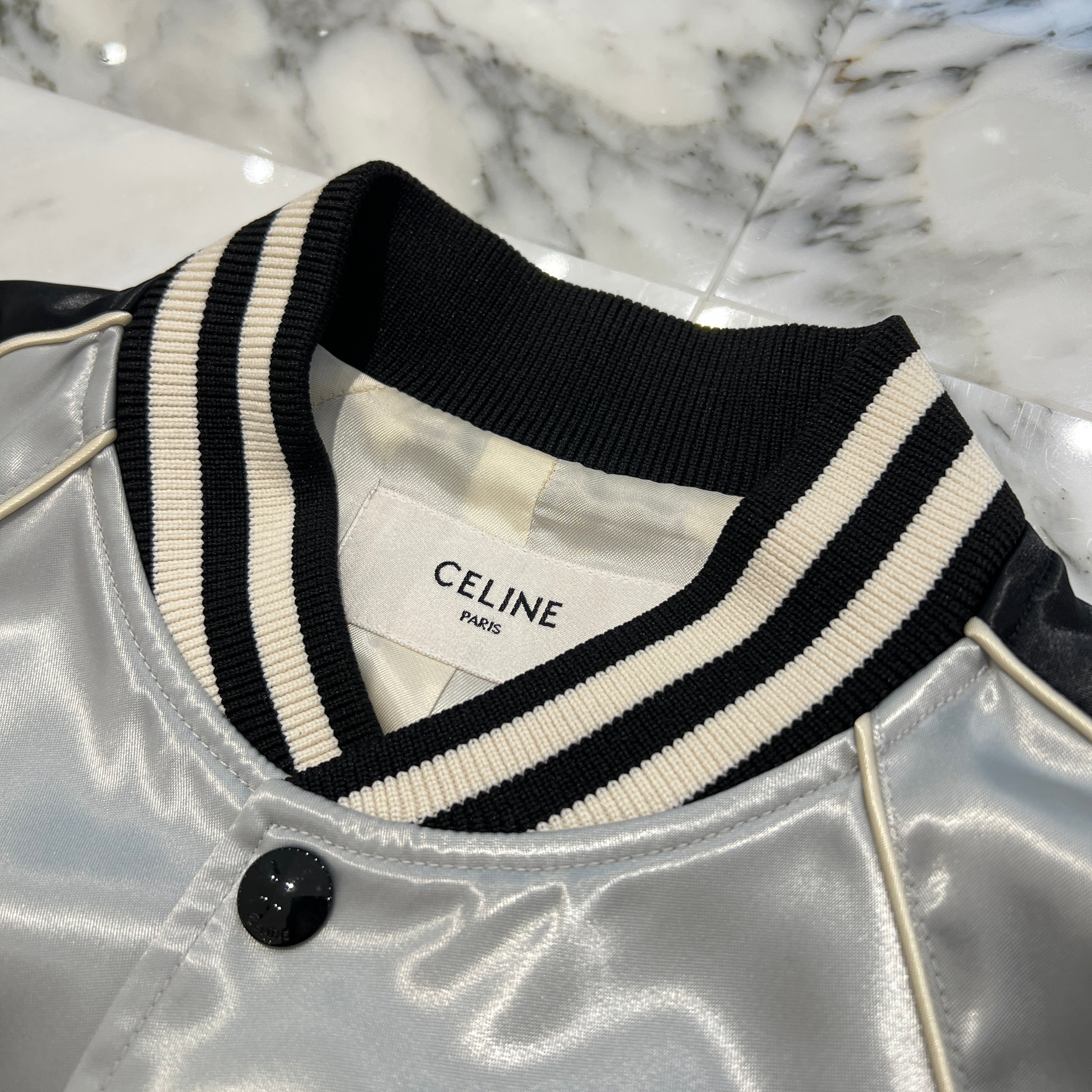 CELINE 2024SS Loose Teddy Jacket /Satin Finish Nylon 2W42B048S.08GC Size 50 セリーヌ ルーズテディジャケット / サテン仕上げ ナイロン サイズ50