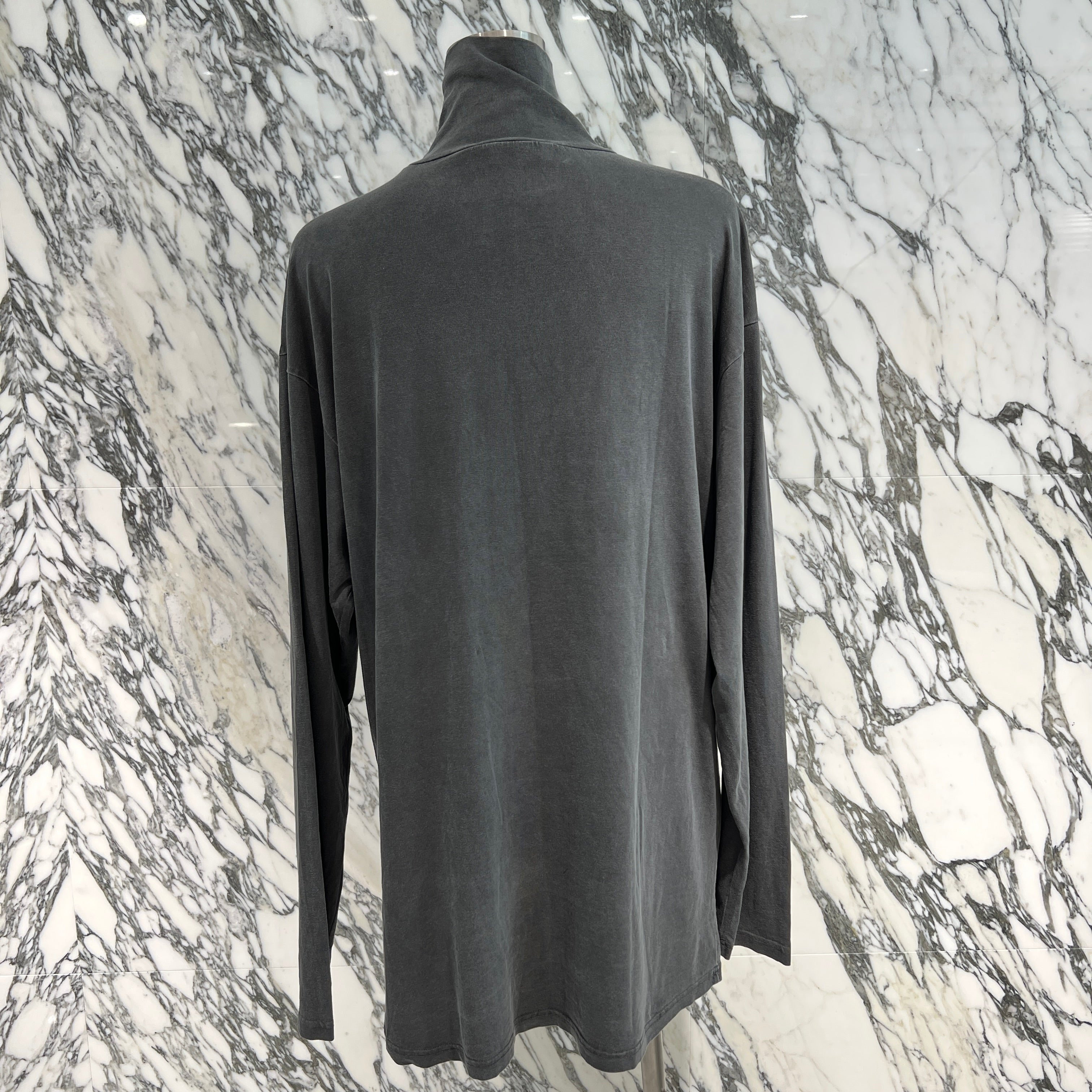 BALENCIAGA 2017SS Vintage HOMME Embroidery High Neck Long Sleeve Shirt 485948 TWK42 Size XS バレンシアガ ヴィンテージ加工 ホーム刺繍 ハイネック ロングスリーブ Tシャツ サイズXS