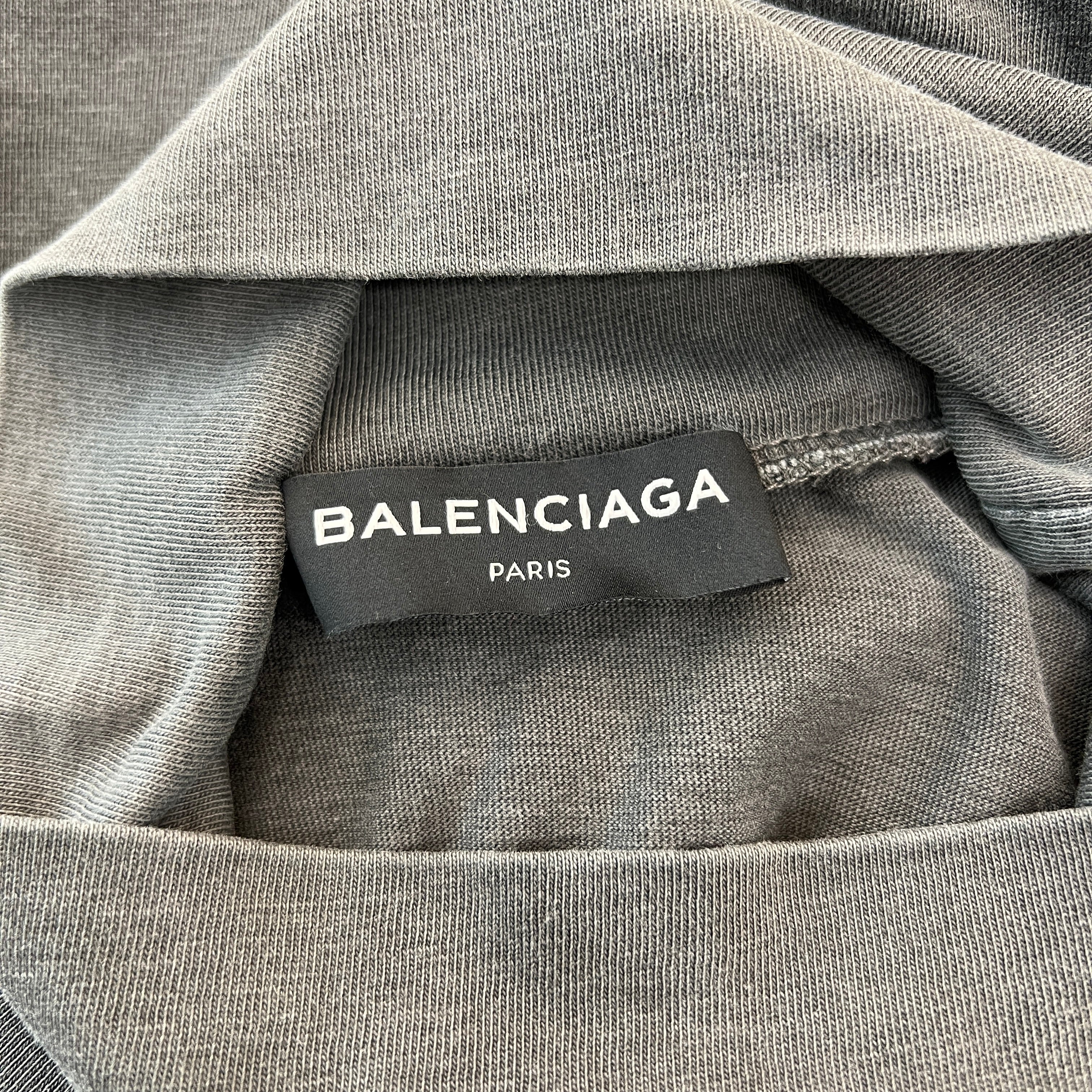 BALENCIAGA 2017SS Vintage HOMME Embroidery High Neck Long Sleeve Shirt 485948 TWK42 Size XS バレンシアガ ヴィンテージ加工 ホーム刺繍 ハイネック ロングスリーブ Tシャツ サイズXS