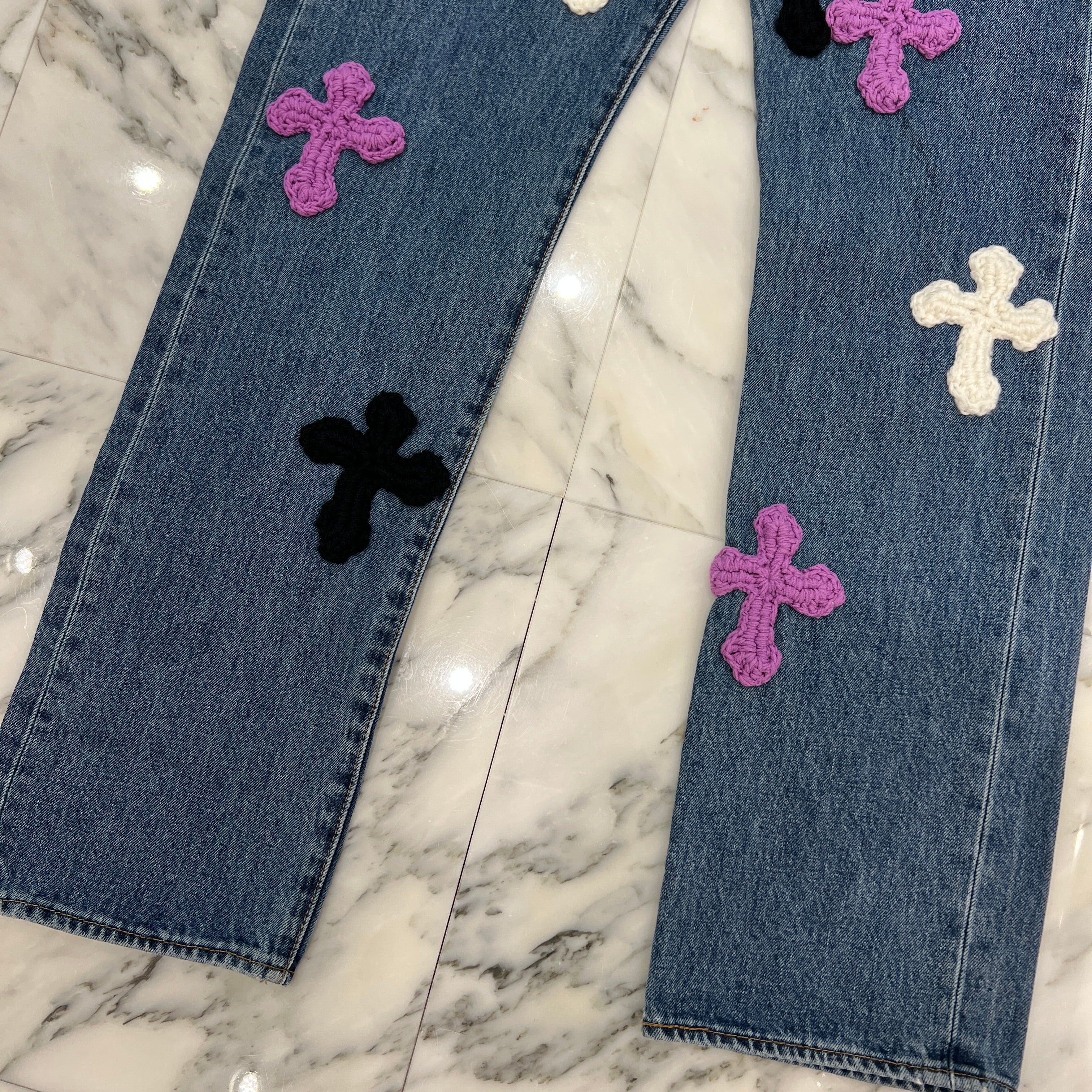 Y.A.R.N × Levi's 501 Body Knit Cross Denim Pants Size W33×L32 ヤーン×リーバイス 501 ボディ ニットクロス デニムパンツ サイズW33×L32