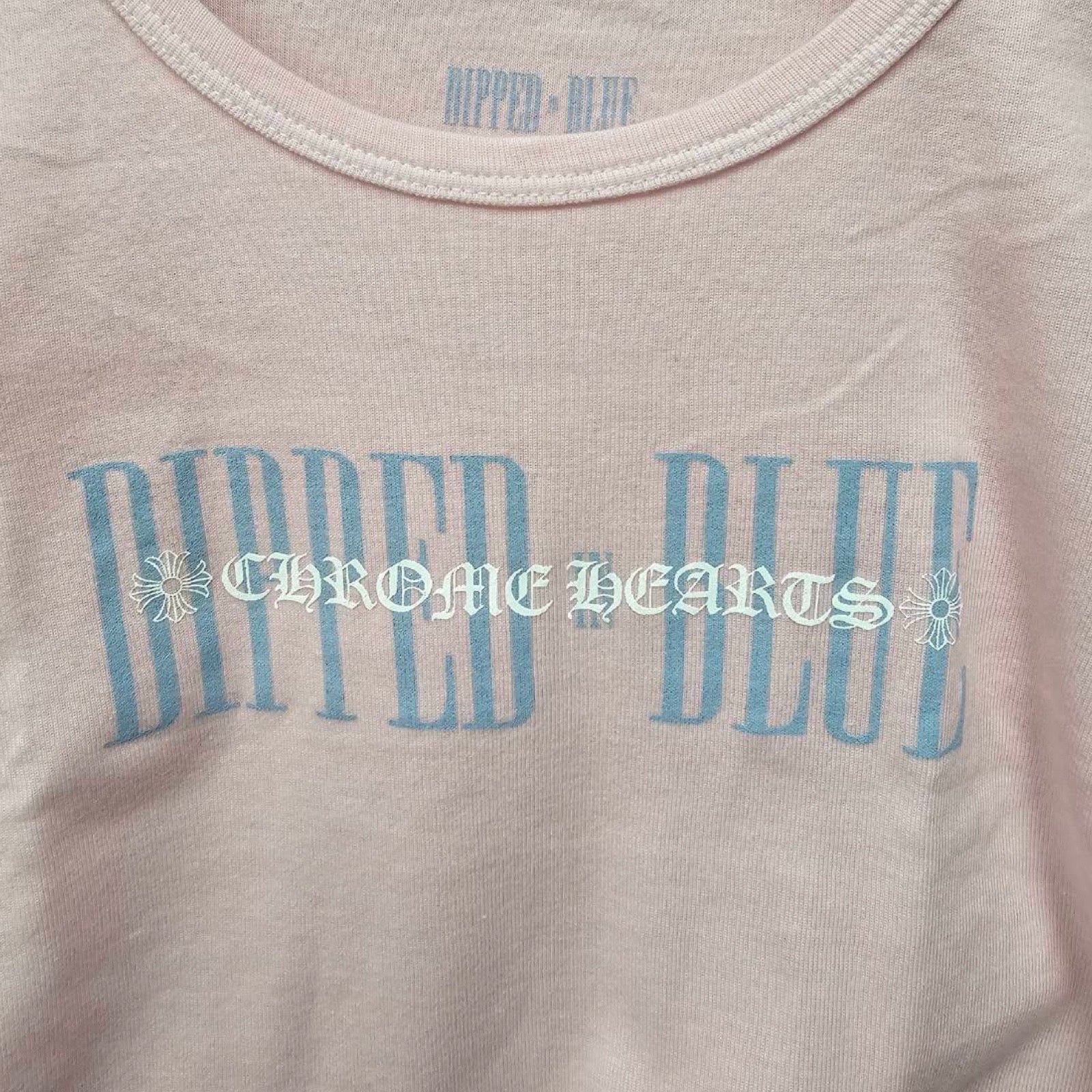 CHROME HEARTS Dipped In Blue Cropped Tee Size S