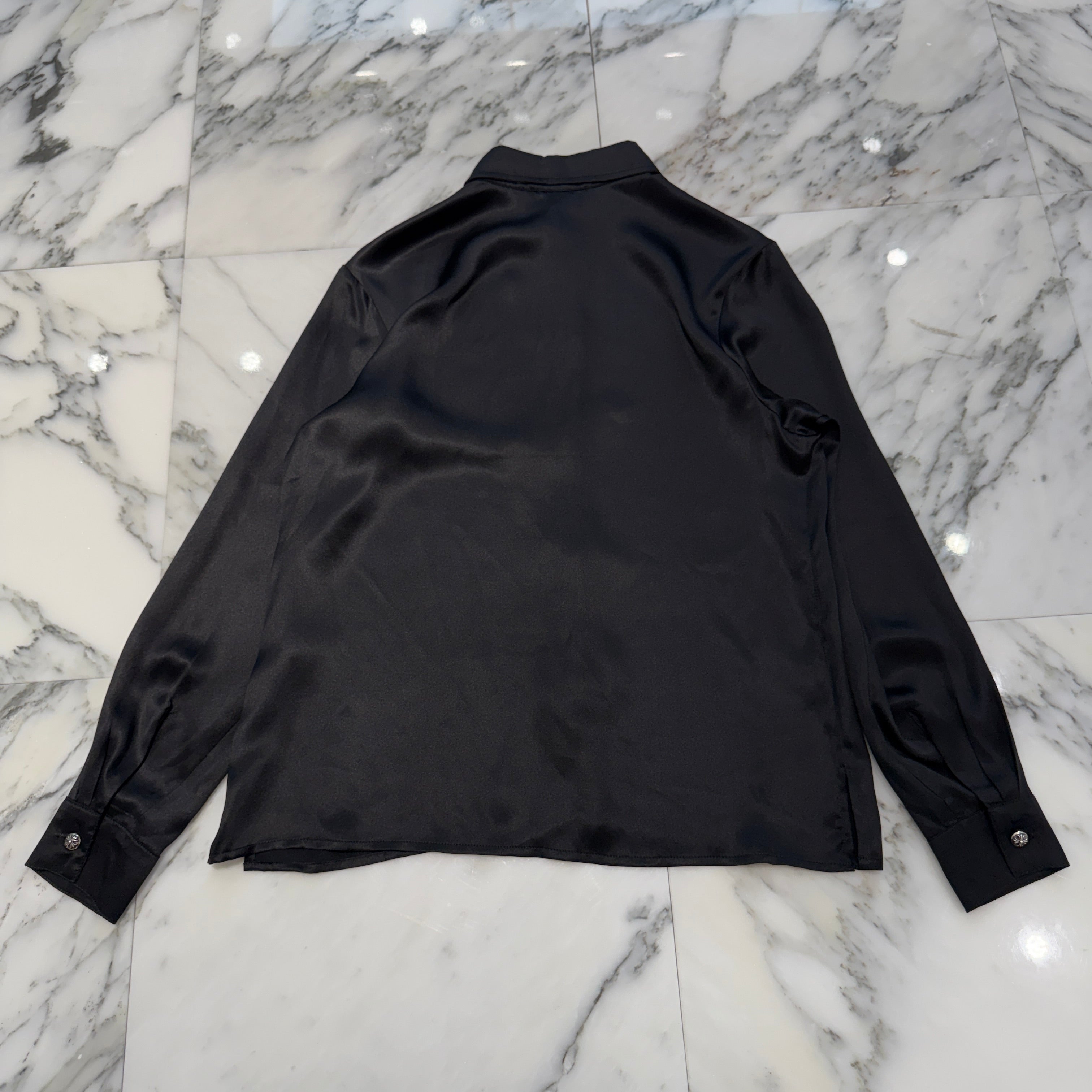 CHROME HEARTS Y NOT Cross Ball Button Silk Shirt Size S クロムハーツ ワイノット クロスボールボタン シルクシャツ サイズS