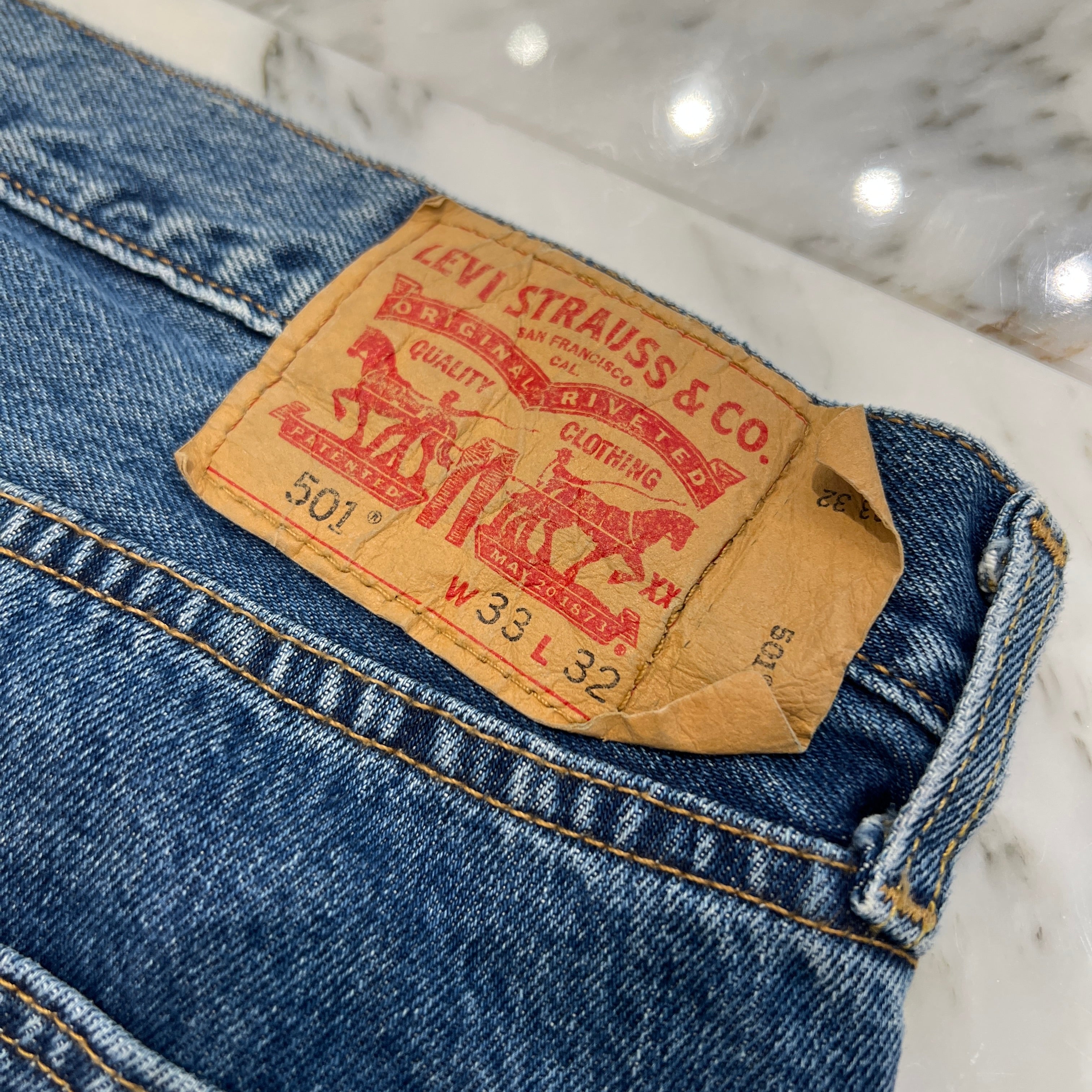 Y.A.R.N × Levi's 501 Body Knit Cross Denim Pants Size W33×L32 ヤーン×リーバイス 501 ボディ ニットクロス デニムパンツ サイズW33×L32