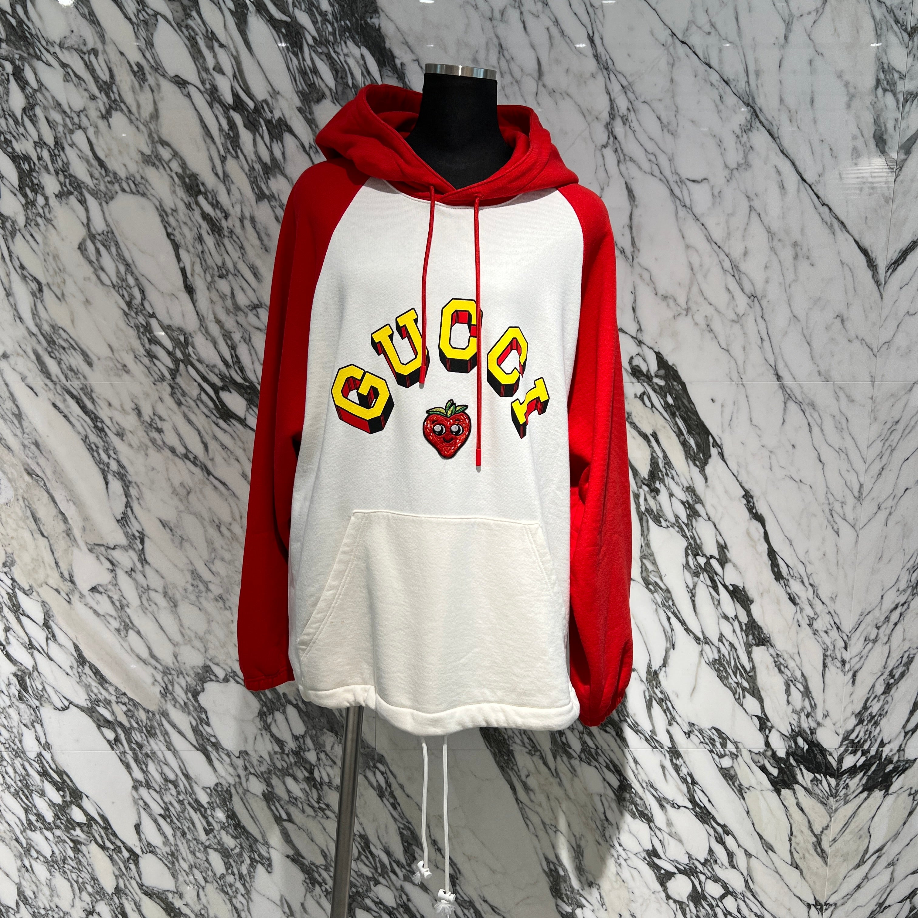 GUCCI 2024SS Strawberry Embroidery Jersey Hooded Sweat Shirt