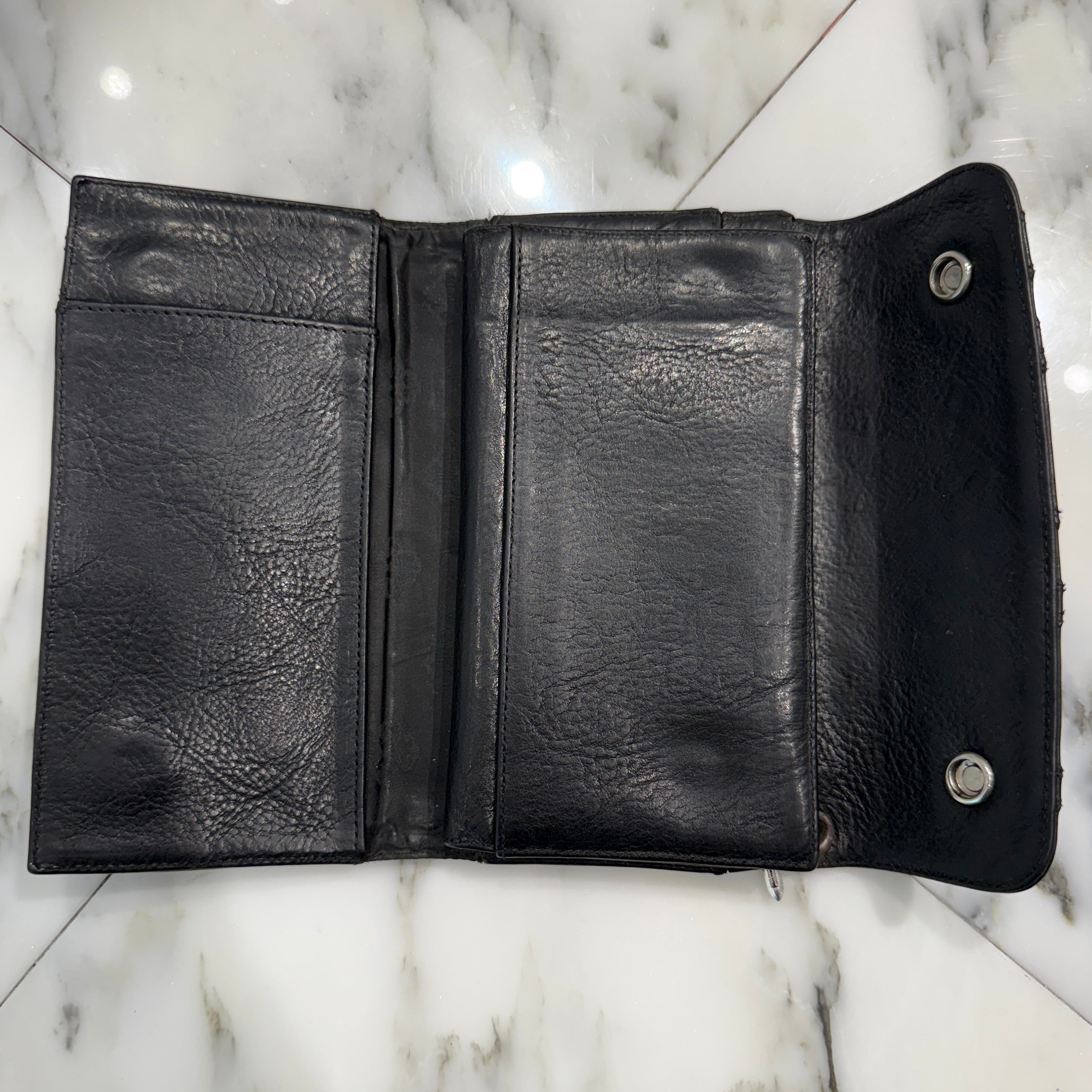 CHROME HEARTS Cemetery Cross Leather Patch Cross Ball Wave Wallet クロムハーツ セメタリークロス レザーパッチ クロスボール ウェーブウォレット