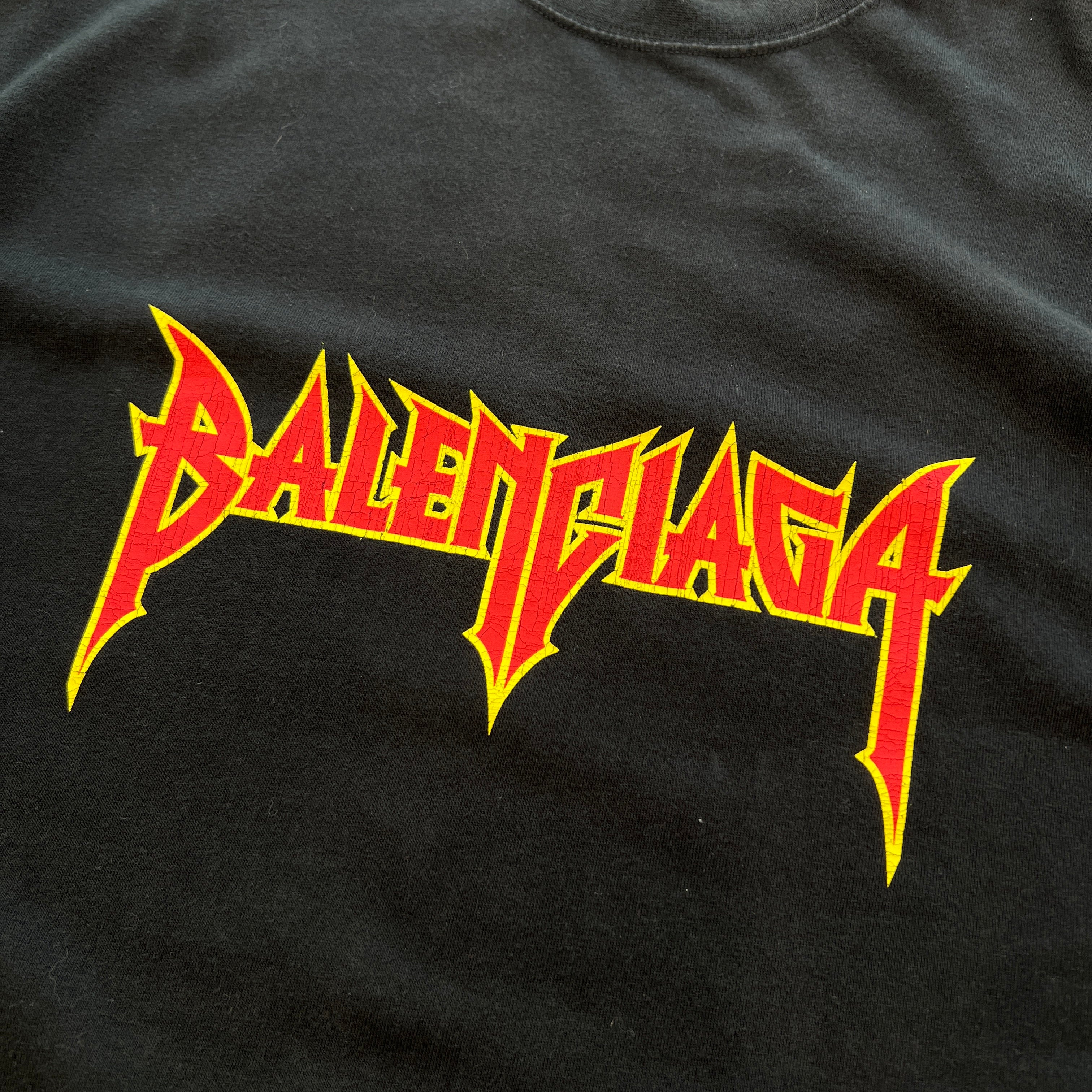 BALENCIAGA 2022SS Crushed Metal Logo Paint Tee 694575 TMV88 Size L バレンシアガ クラッシュ加工 メタルロゴ ペイント Tシャツ サイズL