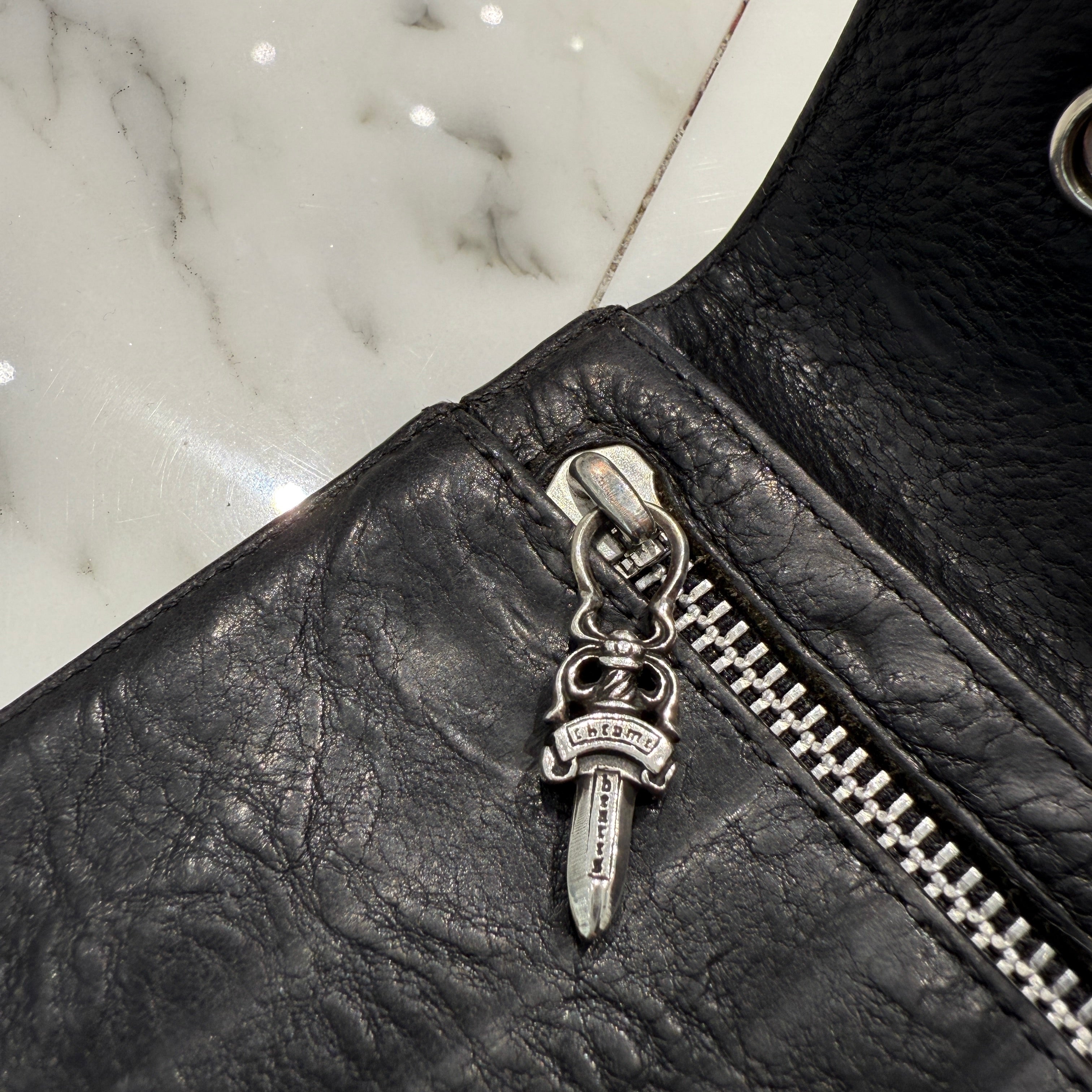 CHROME HEARTS Cemetery Cross Leather Patch Cross Ball Wave Wallet