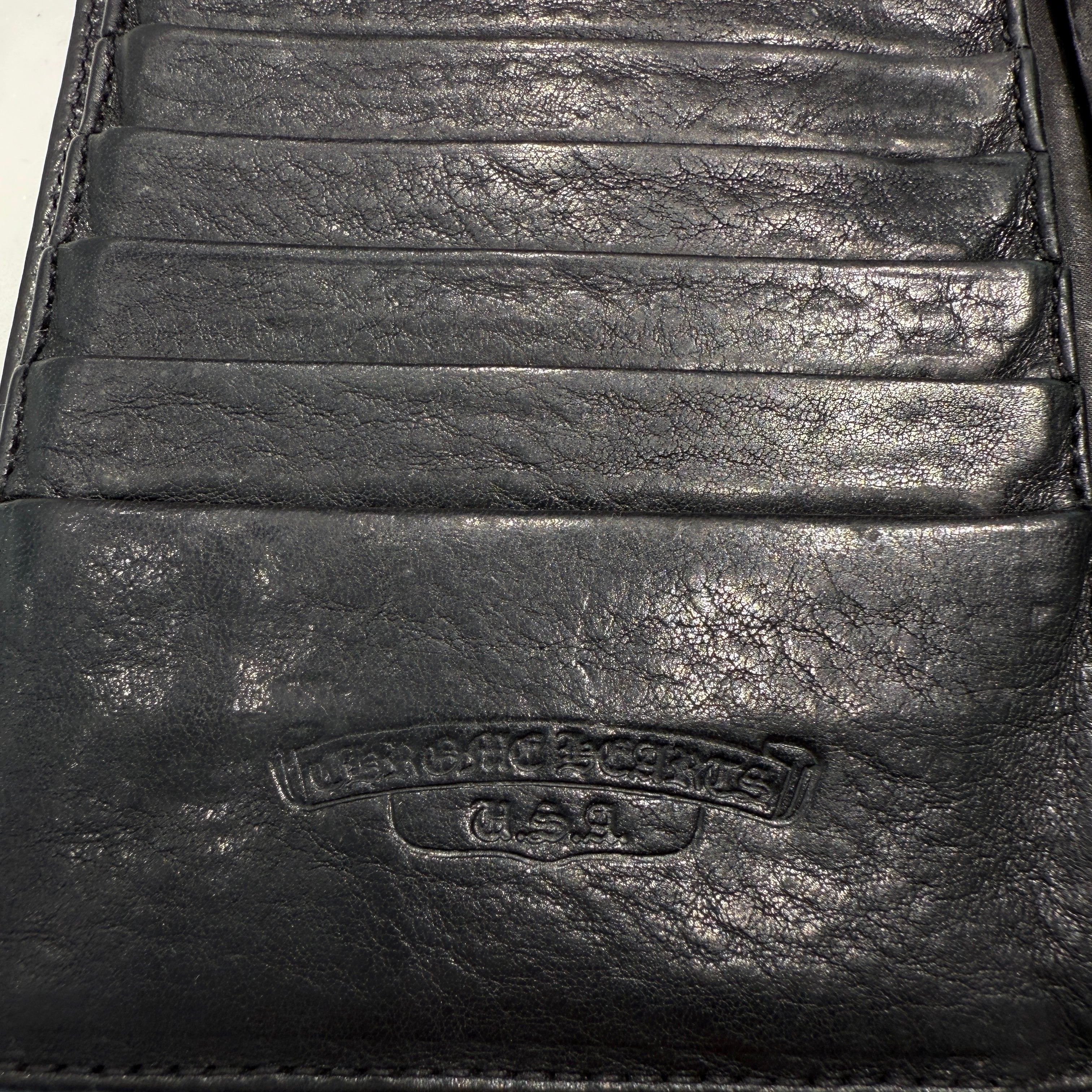 CHROME HEARTS Cemetery Cross Leather Patch Cross Ball Wave Wallet クロムハーツ セメタリークロス レザーパッチ クロスボール ウェーブウォレット