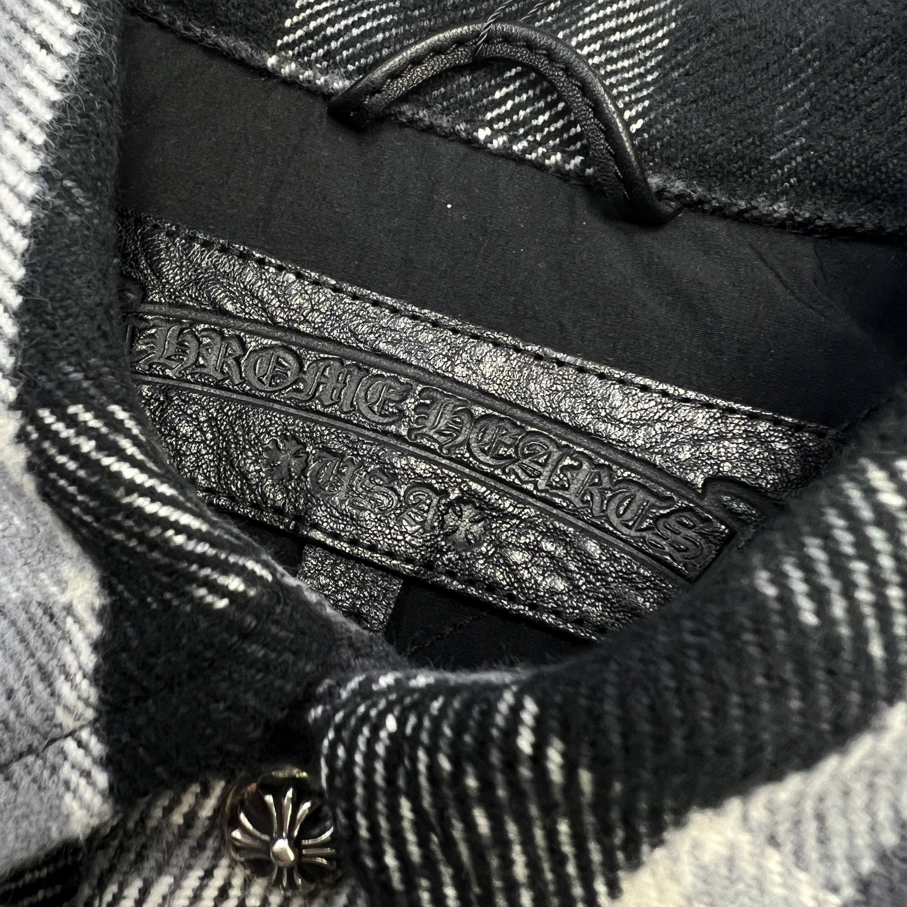 CHROME HEARTS Y NOT Cross Ball Button Check Shirt Jacket Size M クロムハーツ ワイノット クロスボールボタン チェック シャツ ジャケット サイズM