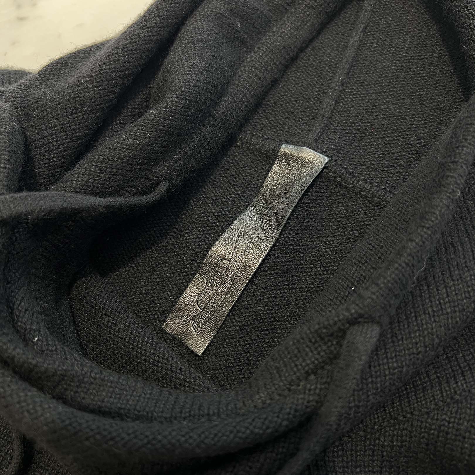 CHROME HEARTS Y NOT Leather Cross Patch Cashmere Knit Pullover Hoodie Size L クロムハーツ ワイノット レザークロスパッチ カシミヤニット プルオーバーフーディ サイズL