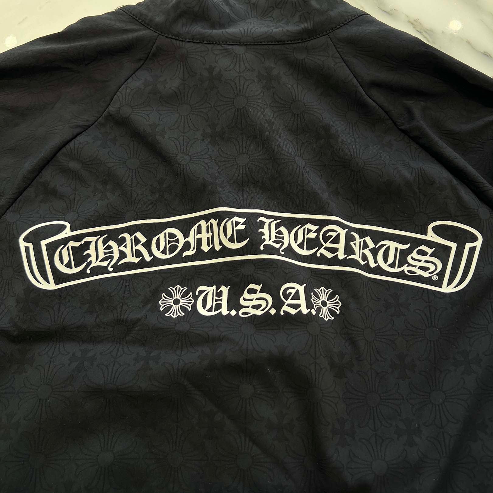 CHROME HEARTS Y NOT U Match Point Back USA Arch Logo Nylon Jacket Size L クロムハーツ ワイノット Uマッチポイント バックUSAアーチロゴ ナイロンジャケット サイズL