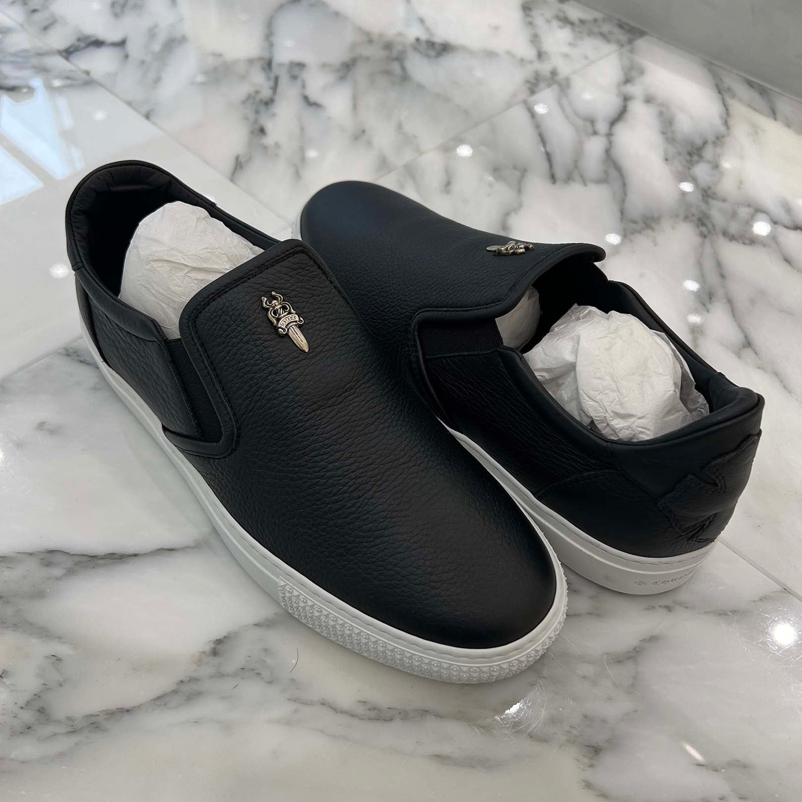 CHROME HEARTS CH Plus Leather Patch Dagger Slip On Size 42 (26.5cm-27cm) クロムハーツ CHプラス レザーパッチ ダガー スリッポン サイズ42 (26.5cm-27cm)