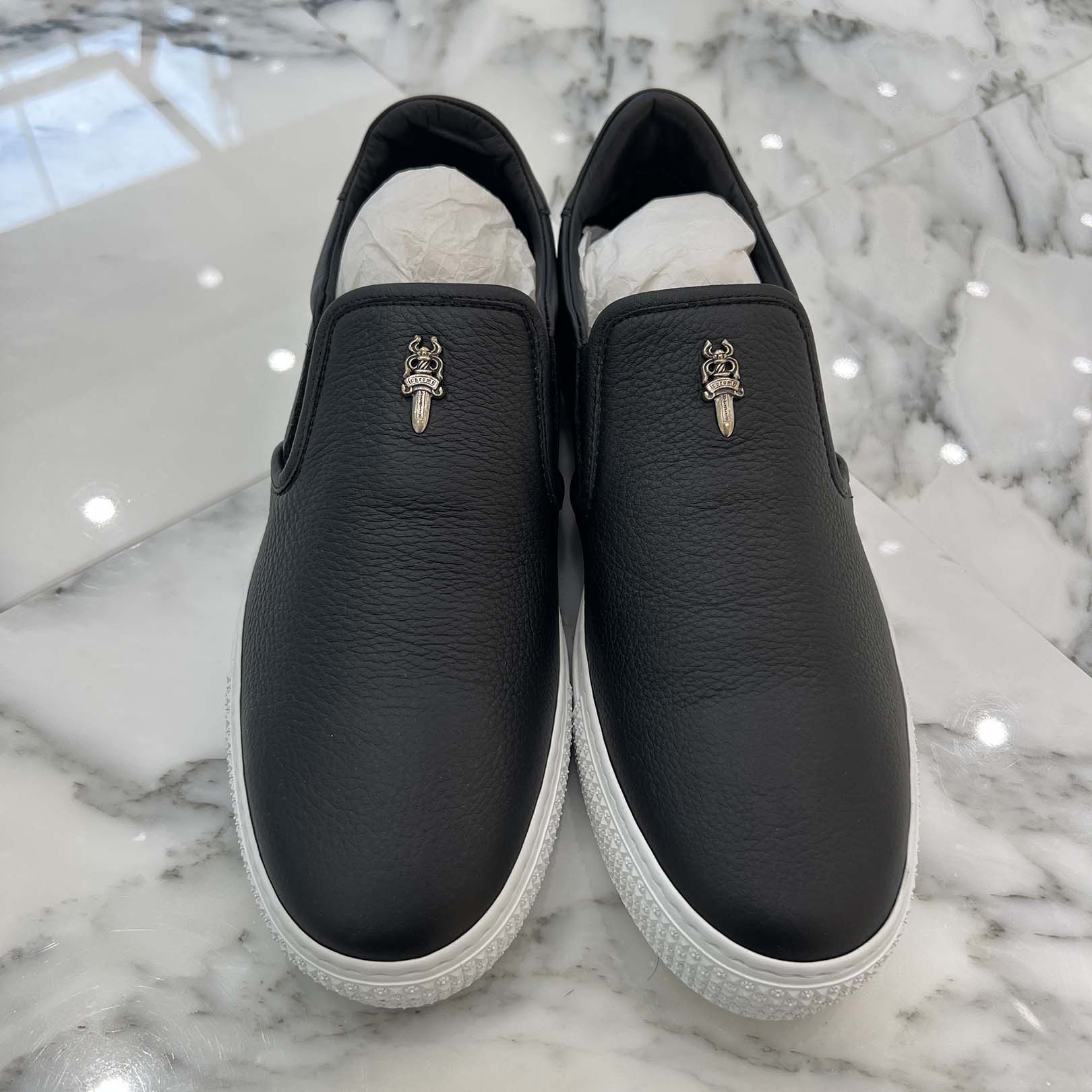 CHROME HEARTS CH Plus Leather Patch Dagger Slip On Size 42 (26.5cm-27cm) クロムハーツ CHプラス レザーパッチ ダガー スリッポン サイズ42 (26.5cm-27cm)